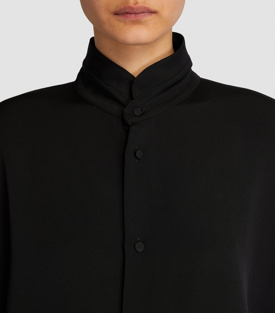 Silk Stand-Collar Shirt BLACK Image 6