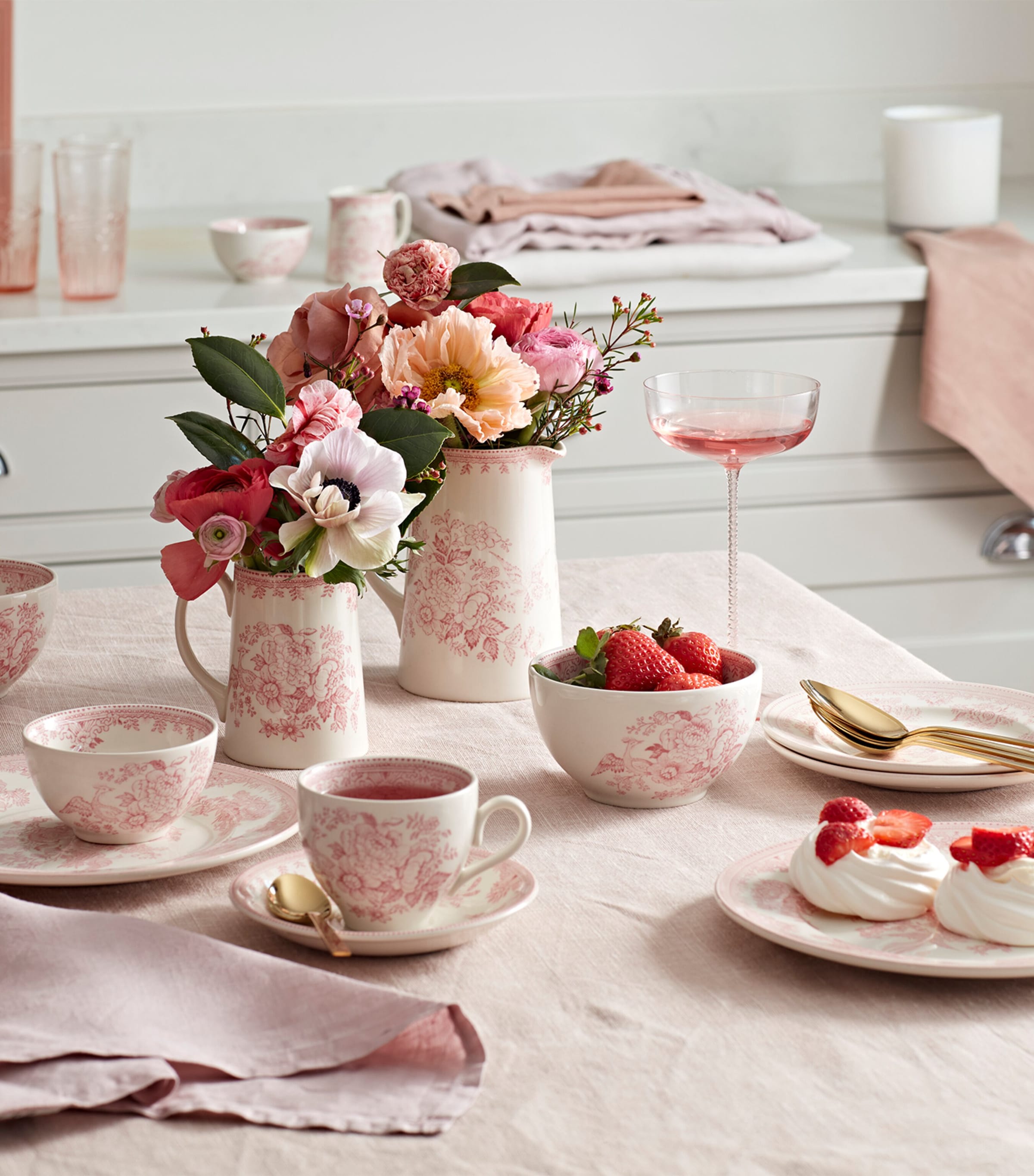 Pink Asiatic Pheasants Plate 約22.5センチ 4枚 Burleigh Set of 4 Pink Asiatic Pheasant Plates (25cm