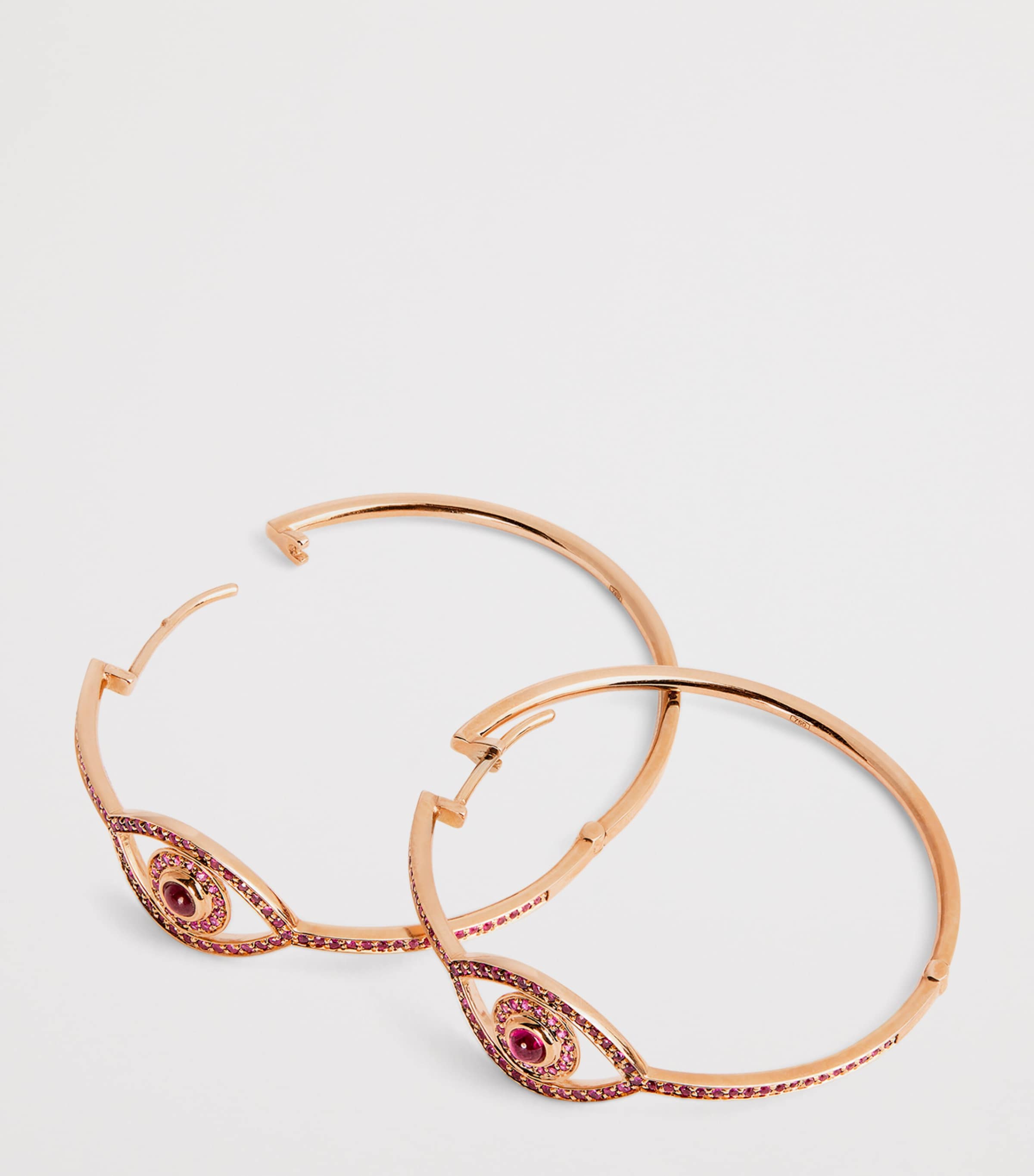 Rose Gold, Ruby and Quartz Protected Hoop Earrings ROSE GOLD Image 6