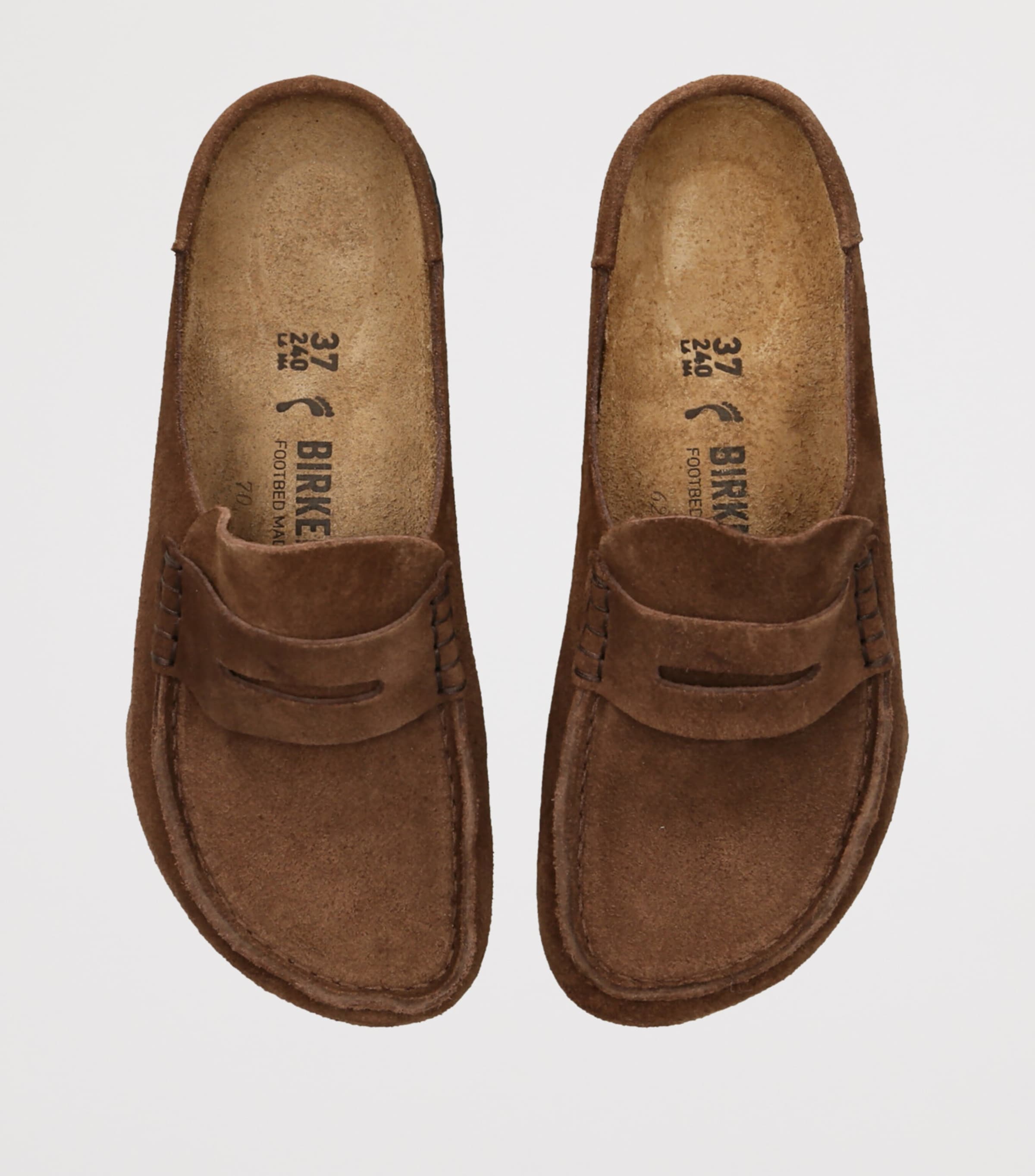 Birkenstock Suede Naples Wrapped Clogs (Narrow Fit) Dark Brown Image 4