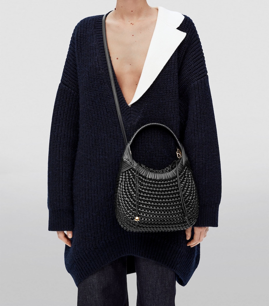 Leather Diamond Top-Handle Bag BLACK Image 8