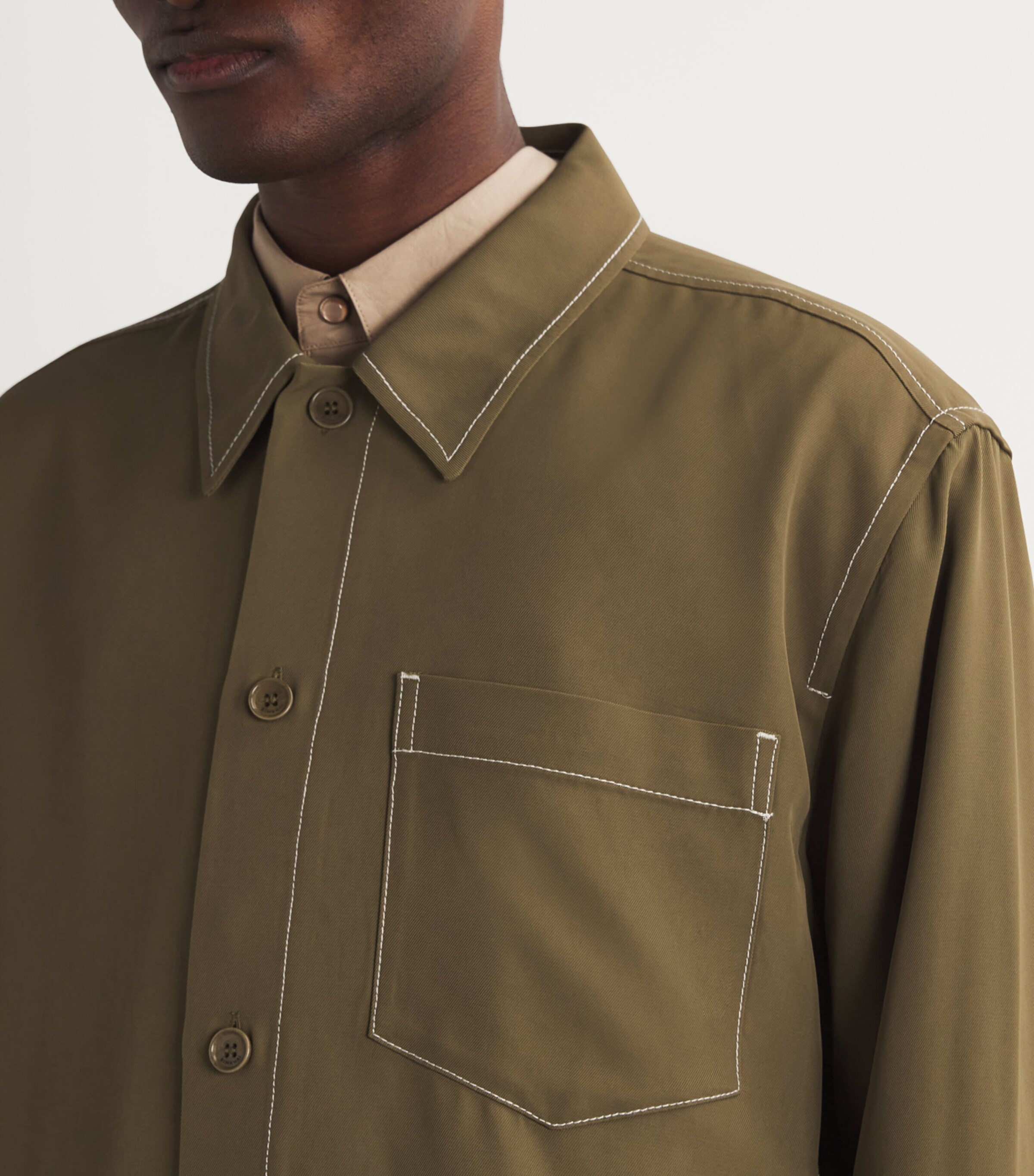 Simkhai Mens Long-Sleeve Shirt Olive Image 6