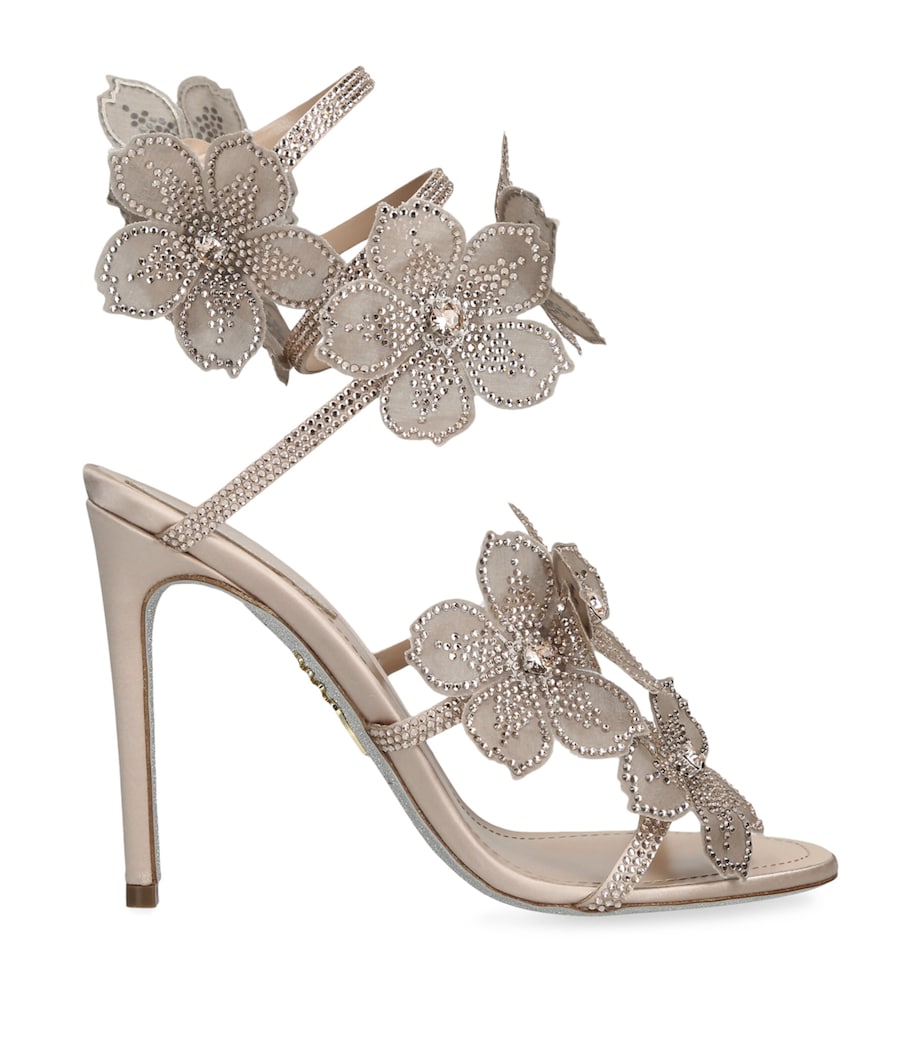 René Caovilla Satin Floral Cleo Sandals 105 Blush Image 1