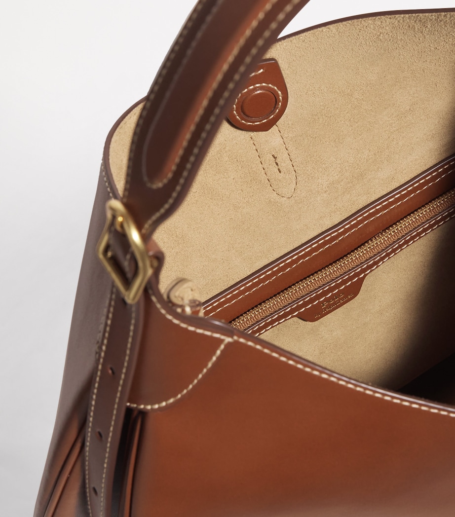 Polo Ralph Lauren Large Leather Polo ID Shoulder Bag Brown Image 4