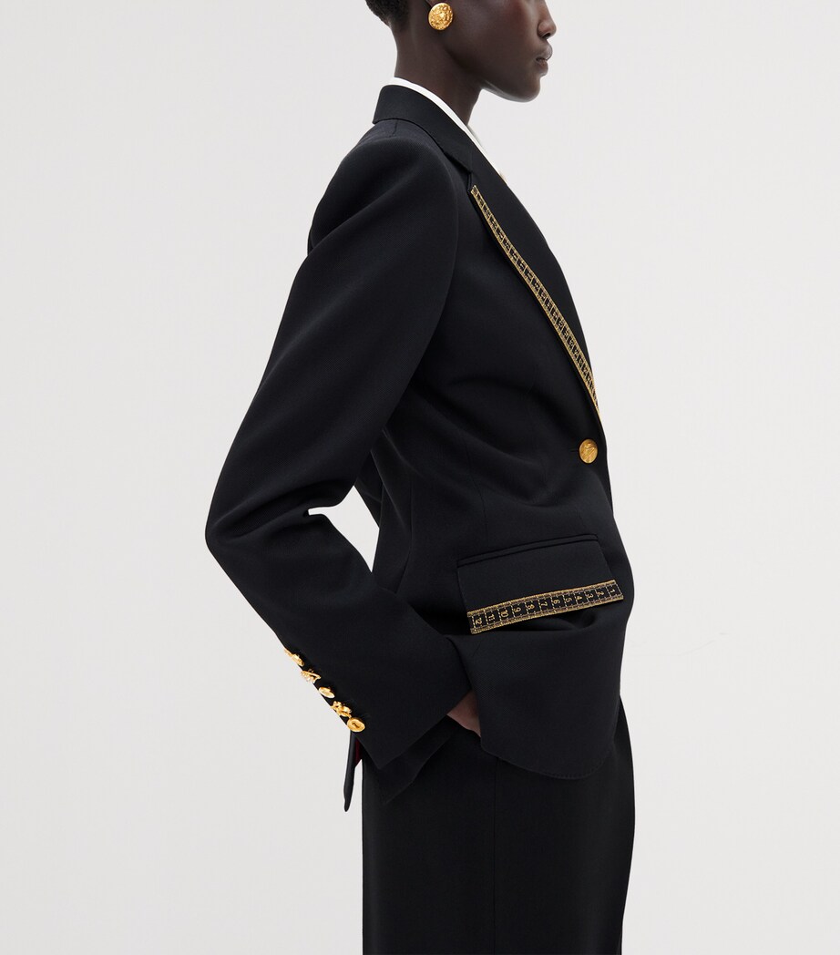 Schiaparelli Womens Wool Measuring Tape Blazer Navy Image 3