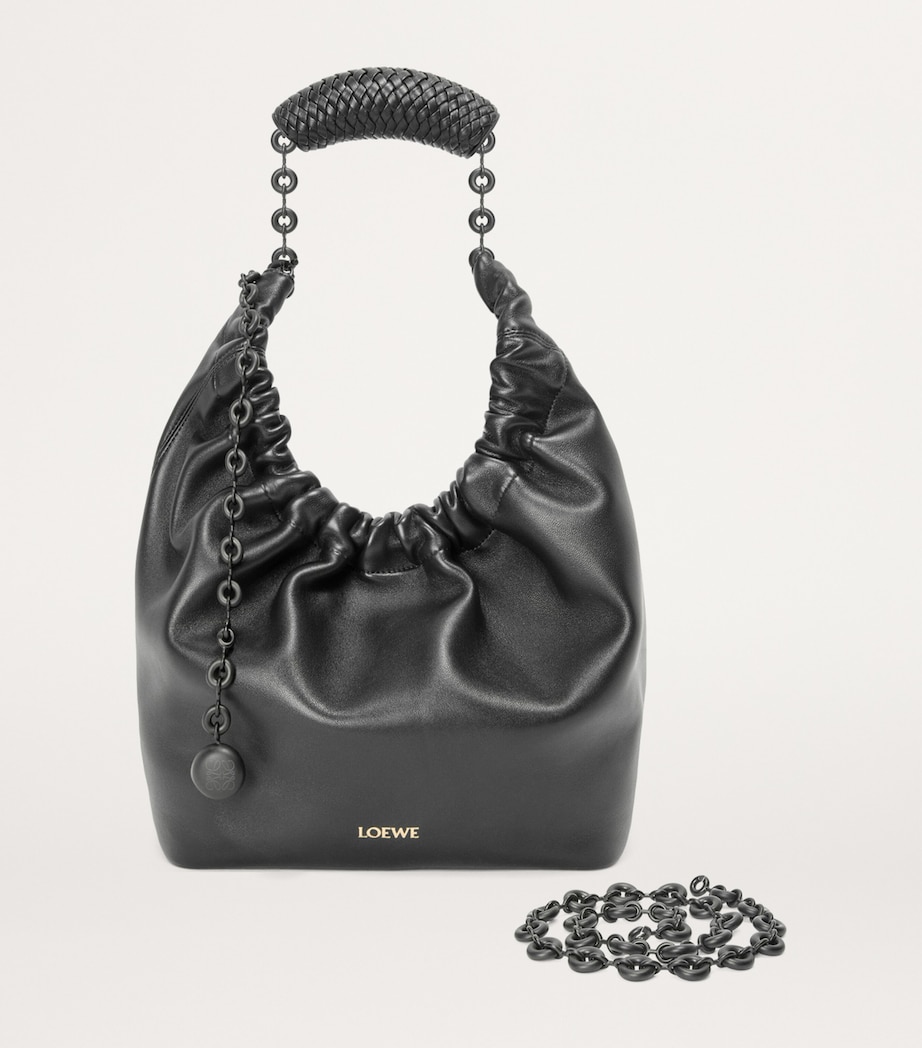 Small Leather Squeeze Top-Handle Bag BLACK Image 2