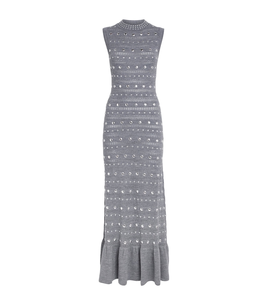 Wool-Blend Studded Maxi Dress GREY Image 1