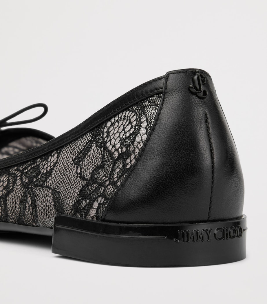 Jimmy Choo Womens Scarlett Lace Ballet Flats Black/black Image 5