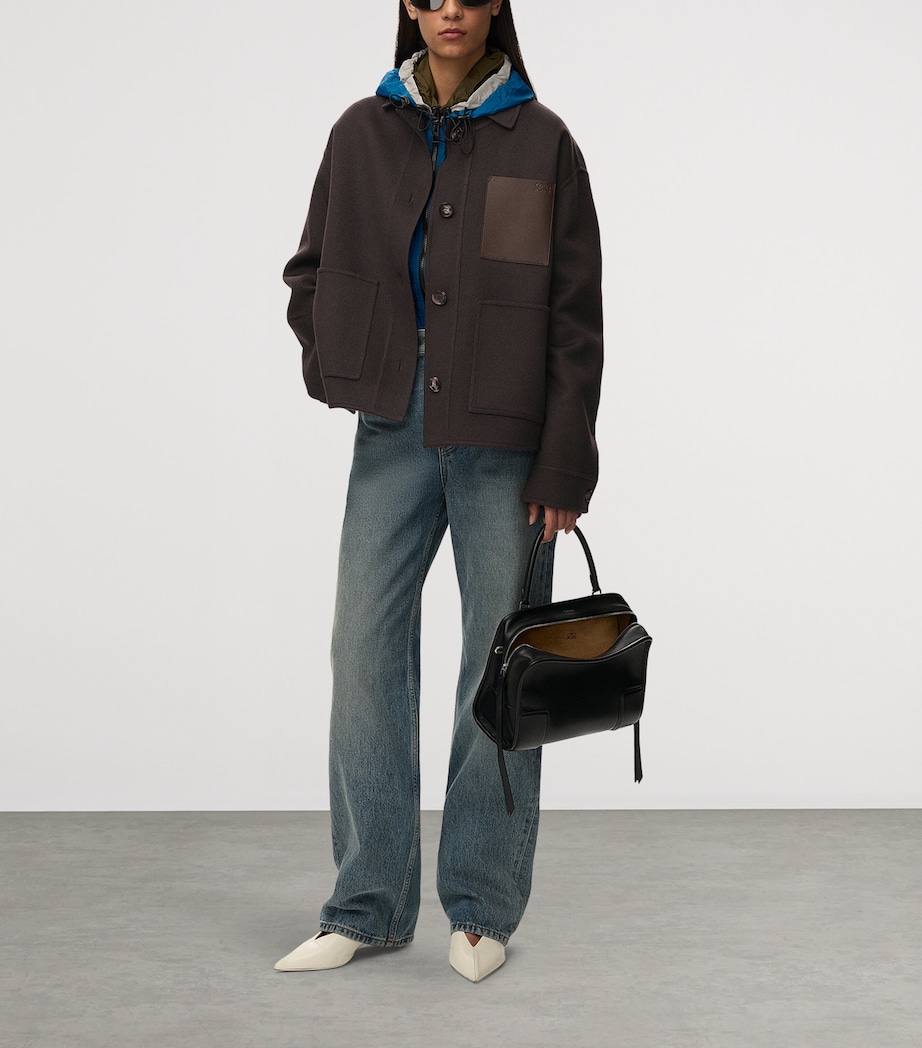 LOEWE Womens Wool-Cashmere Workwear Jacket Brown/grey Image 2
