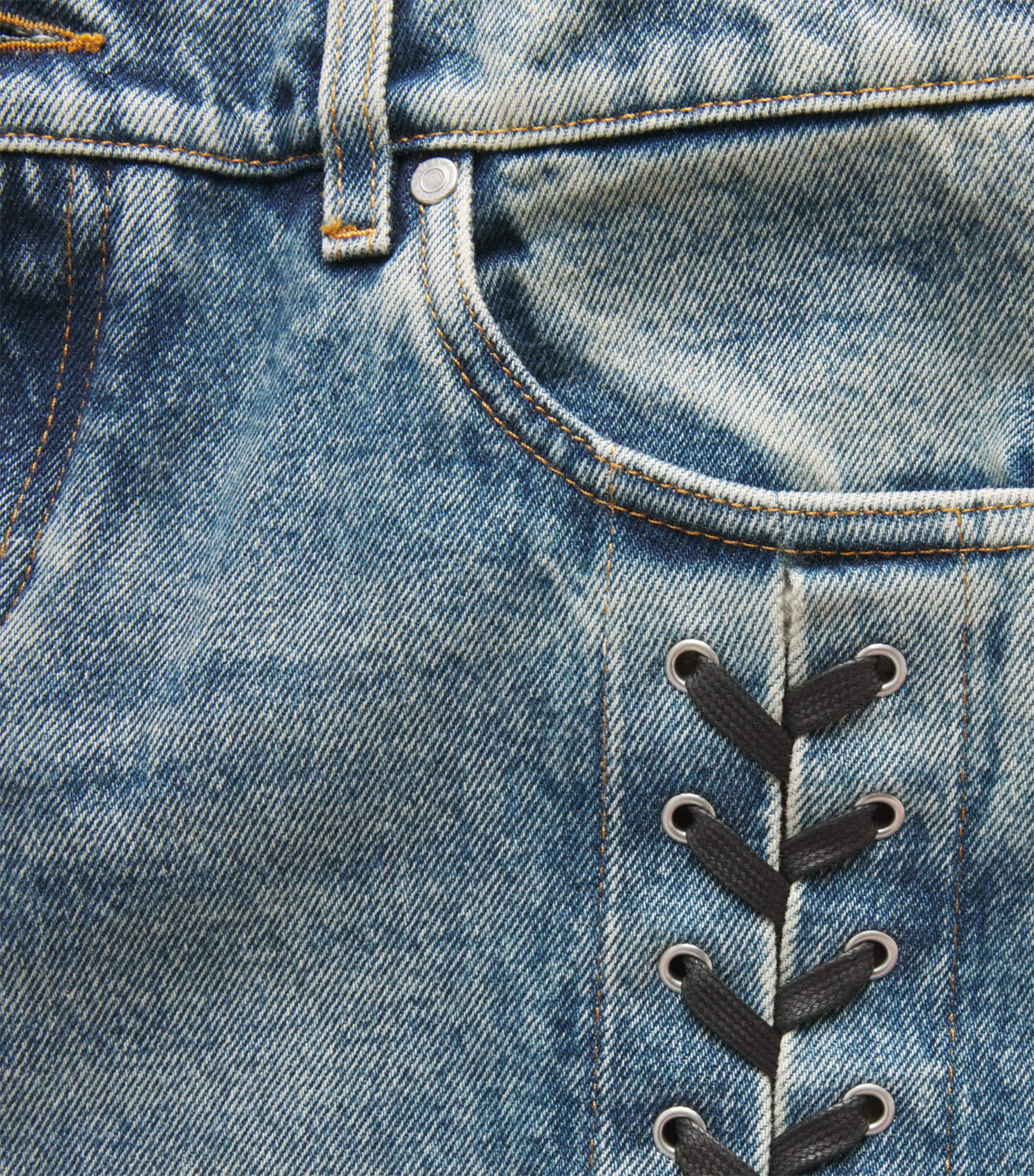 Lace-Up Wide-Leg Jeans 4152 MID BLUE Image 5