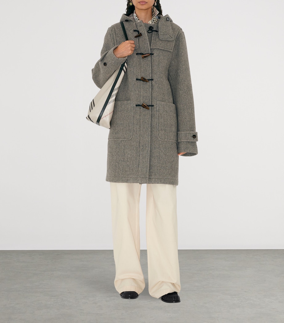 Wool Hooded Duffle Coat LIMESTONE IP CHECK Image 2