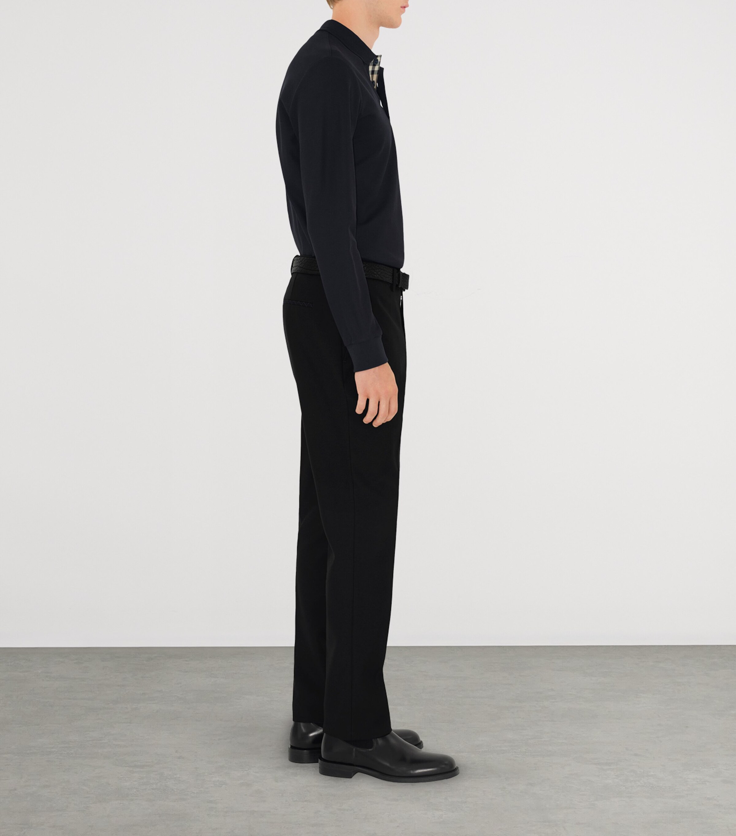 Cotton EKD -Embroidered Long-Sleeve Polo Shirt COAL BLUE Image 3