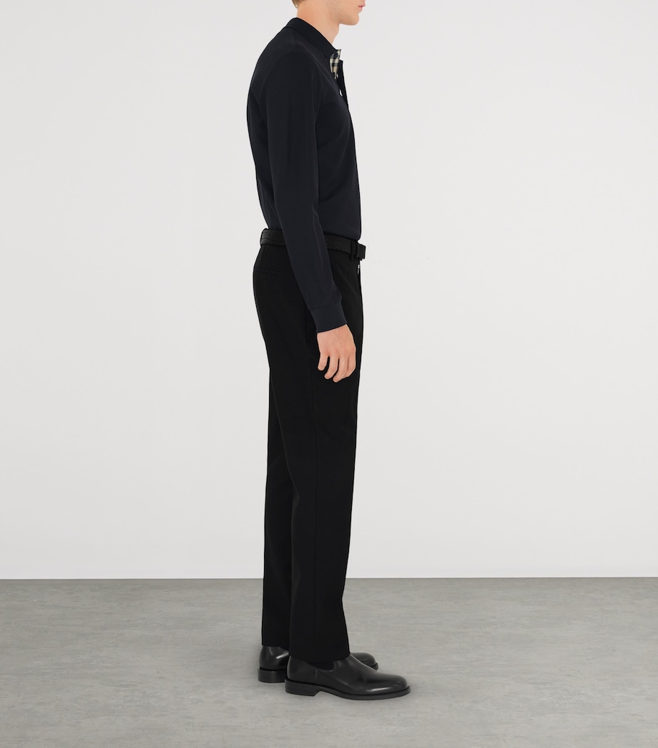 Cotton EKD -Embroidered Long-Sleeve Polo Shirt COAL BLUE Image 3