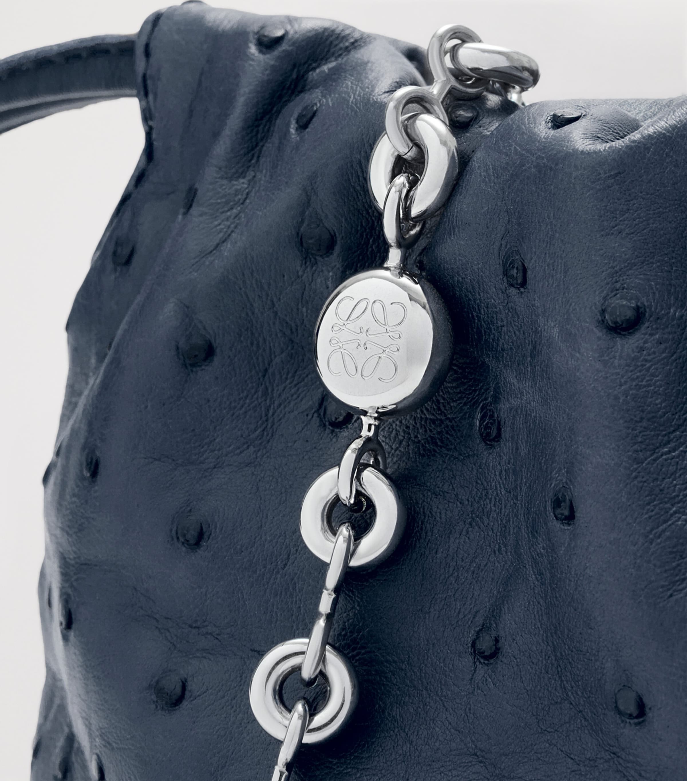 LOEWE Mini Ostrich Leather Flamenco Purse Deep Navy Image 8