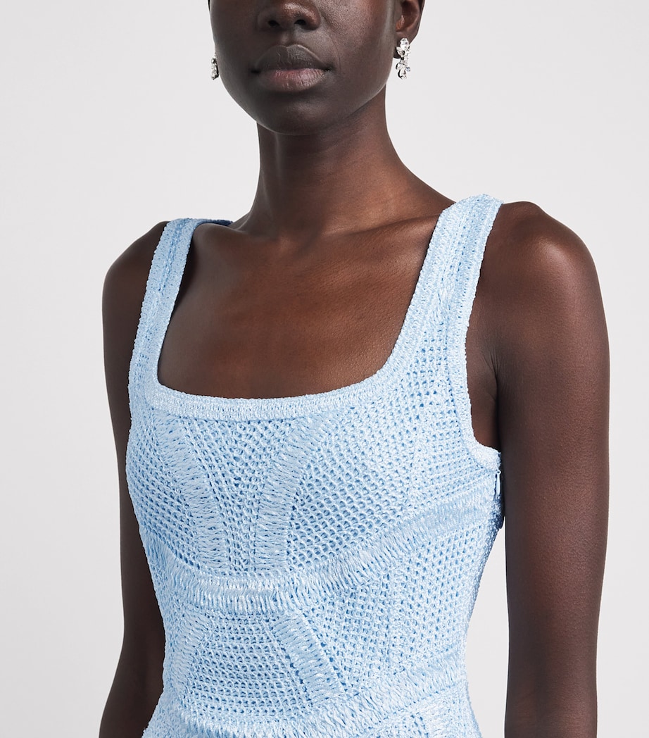 Maje Womens Crochet Mini Dress Blue Image 5
