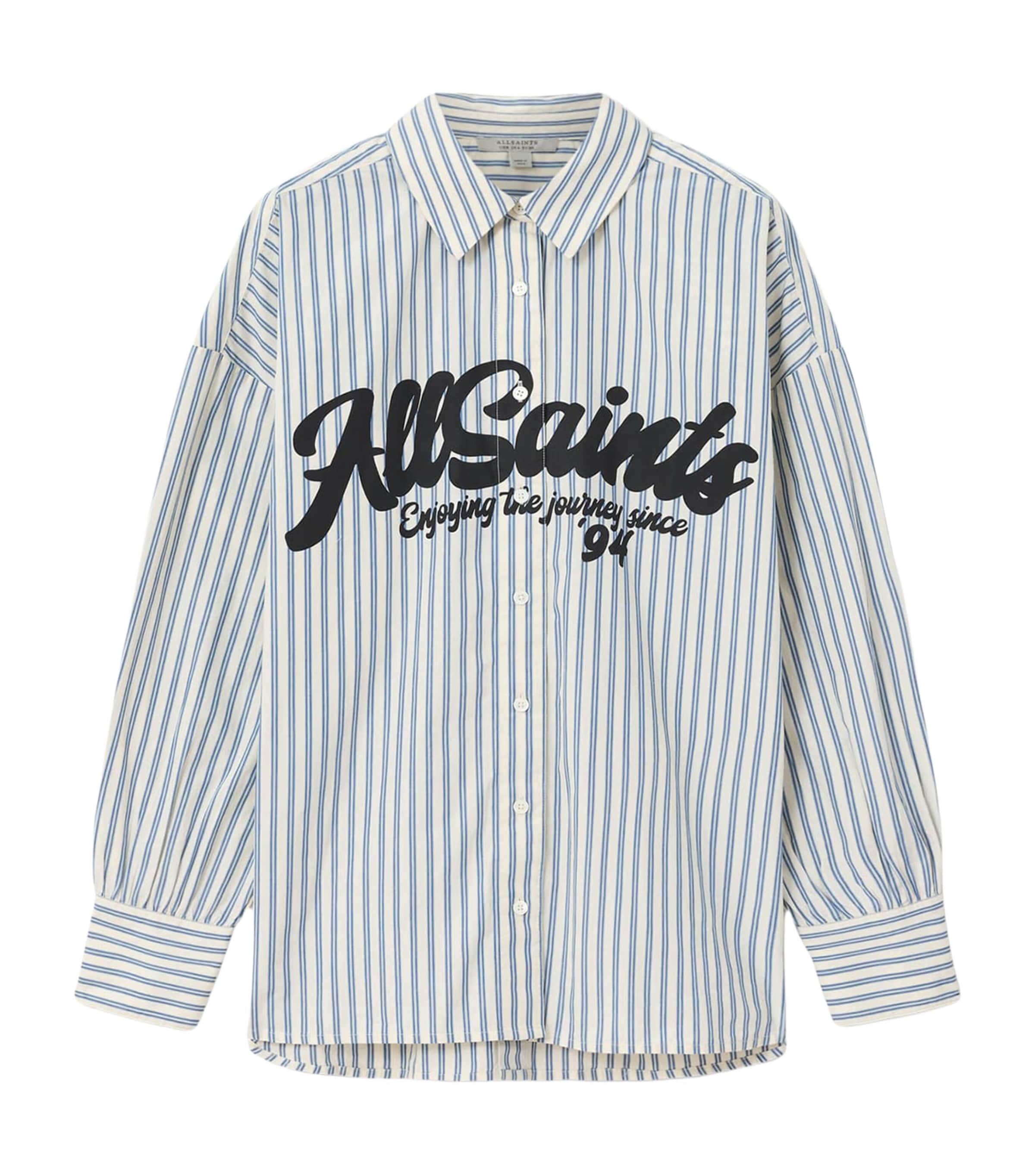 AllSaints Womens Organic Cotton Adrianne Shirt Blue/white Image 1