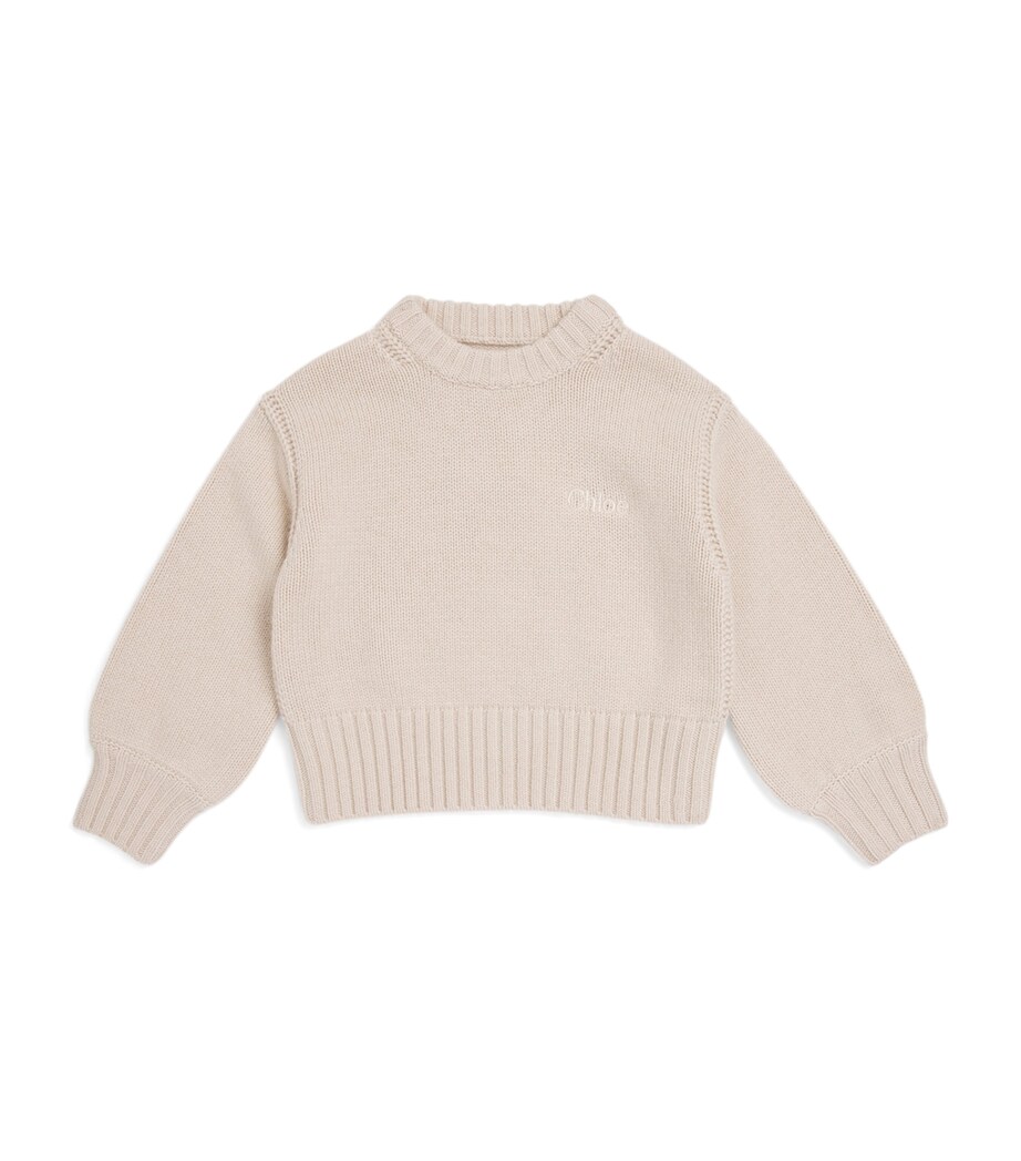 Knitted Logo-Embroidered Sweater (4-5 Years) STONE Image 1