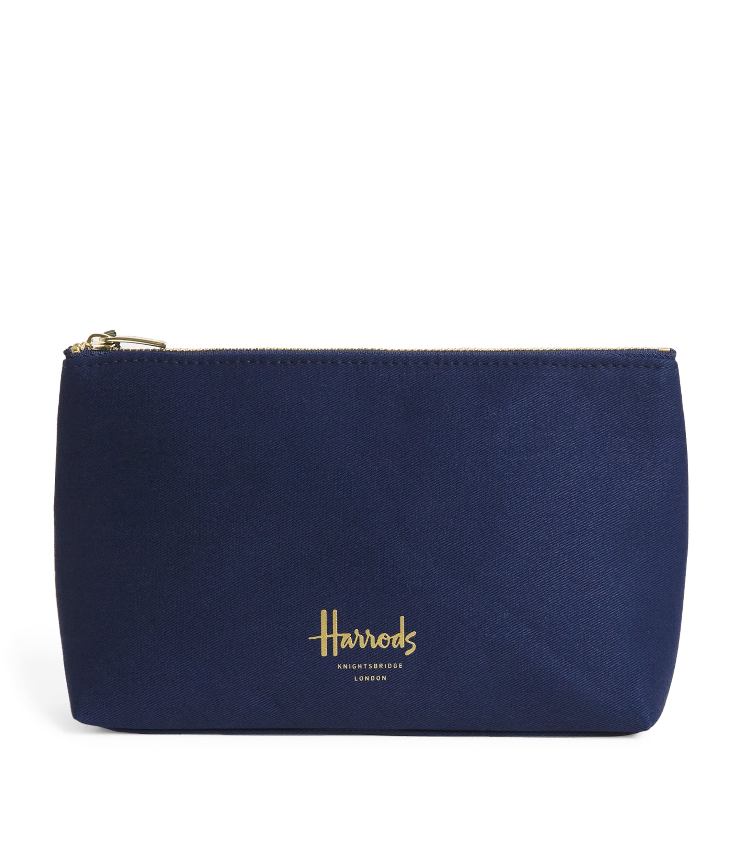 Harrods Small Zipped Logo Cosmetic Bag Navy Image 1