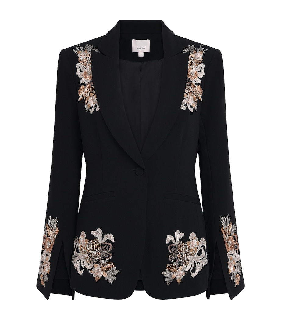 Cinq A Sept Womens Beaded Border Isby Blazer Black/neutral Multi Image 1