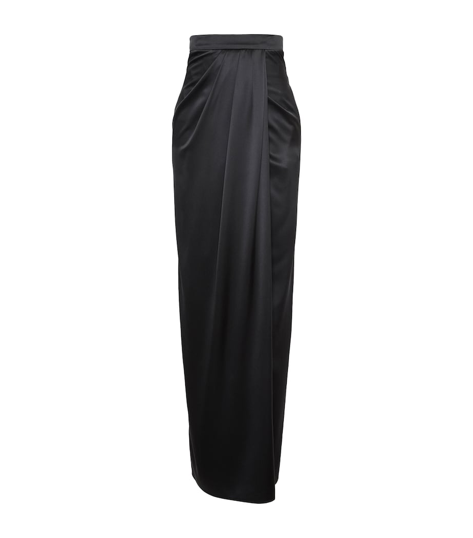 Max Mara Womens Silk Gathered Maxi Skirt Dark Grey Image 1