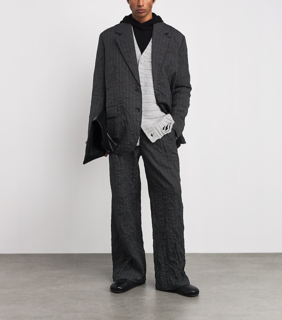 Crinkled Pinstripe Suit CHARCOAL STRIPE Image 2