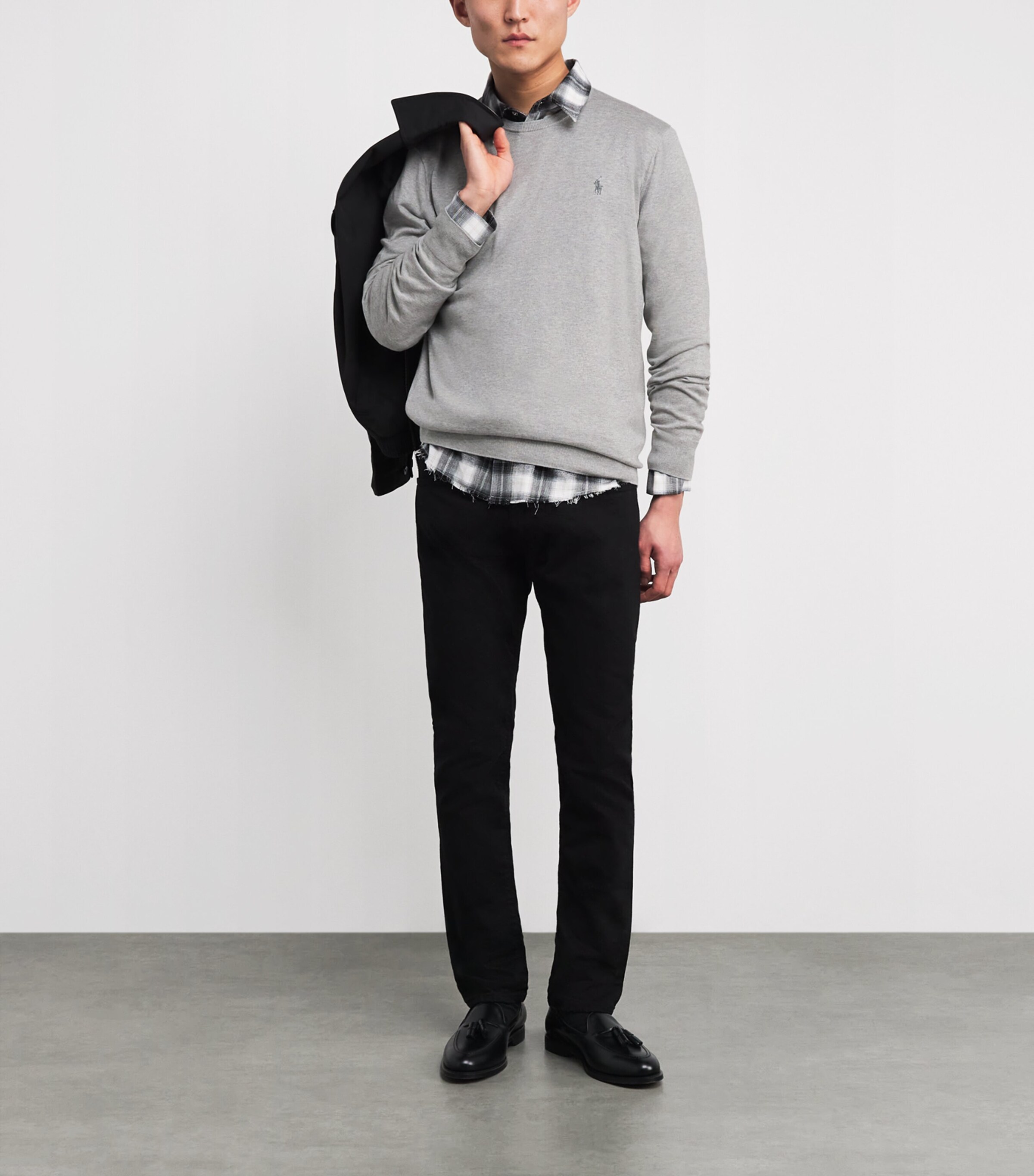 Polo Ralph Lauren Mens Pima Cotton Polo Pony Sweater Andover Grey Heather Image 2
