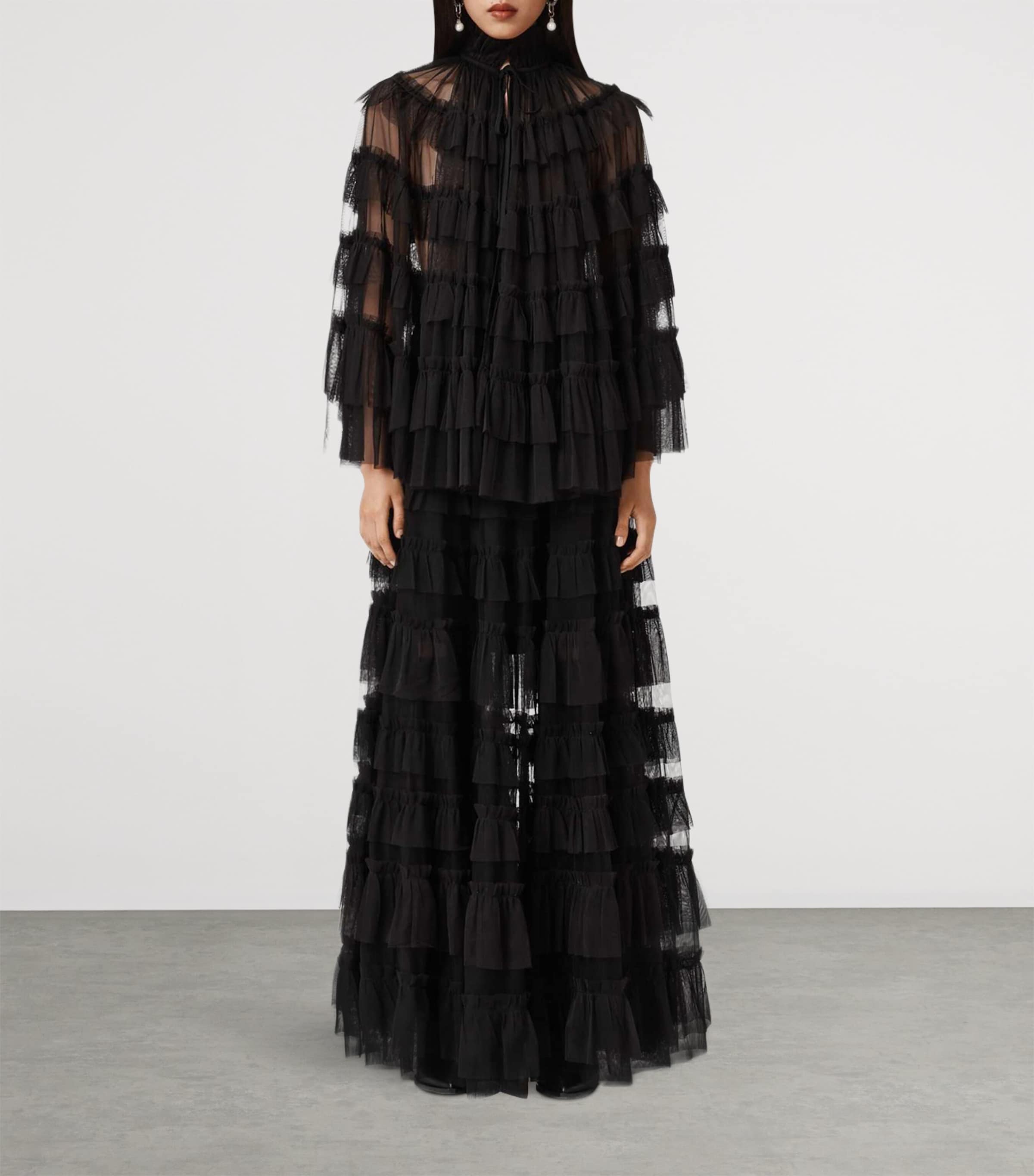 Aude Ruffle Maxi Skirt BLACK Image 2