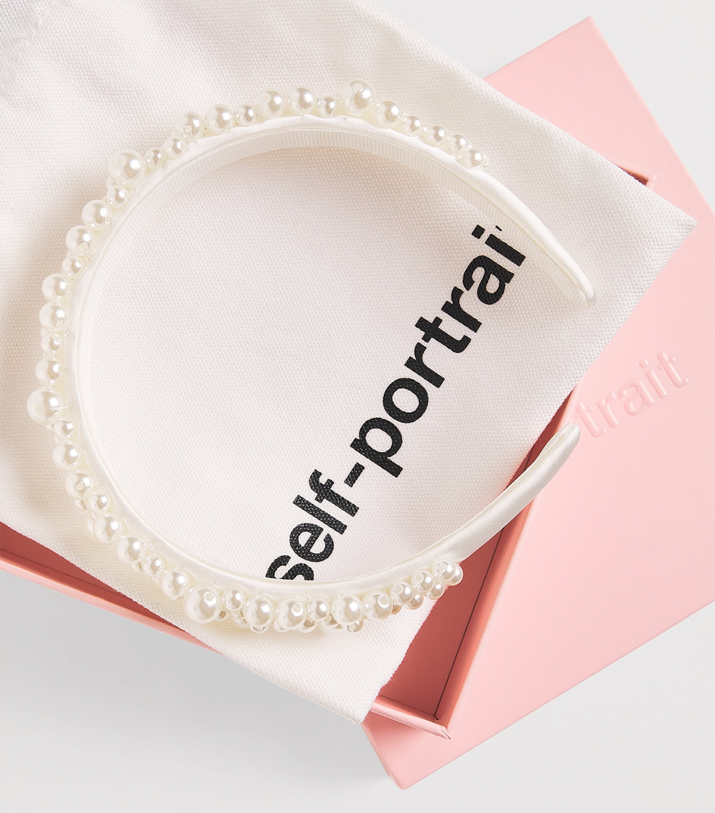 Self-Portrait Kids Satin Faux Pearl Headband Image 3