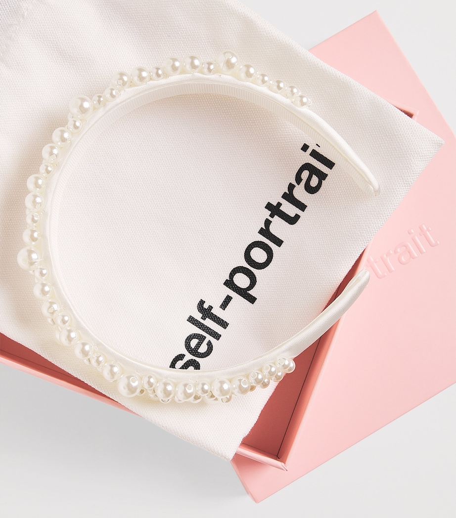 Self-Portrait Kids Satin Faux Pearl Headband Image 3