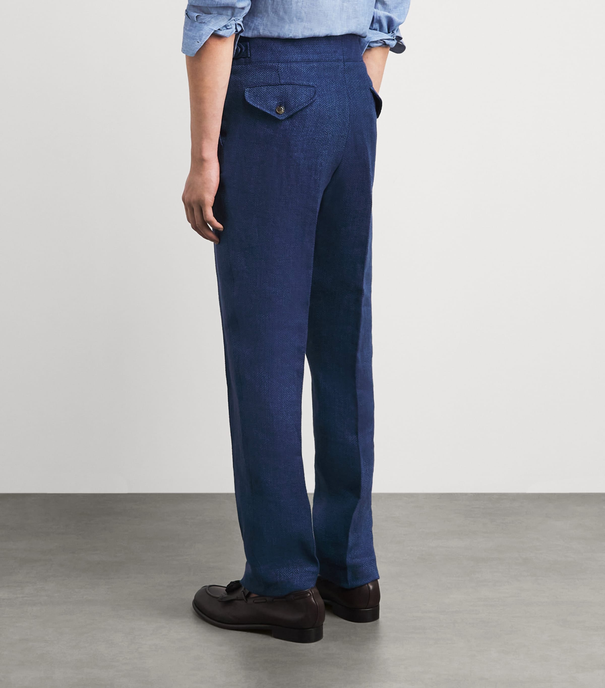 Polo Ralph Lauren Mens Linen Herringbone Suit Trousers Navy/dark Navy Image 5
