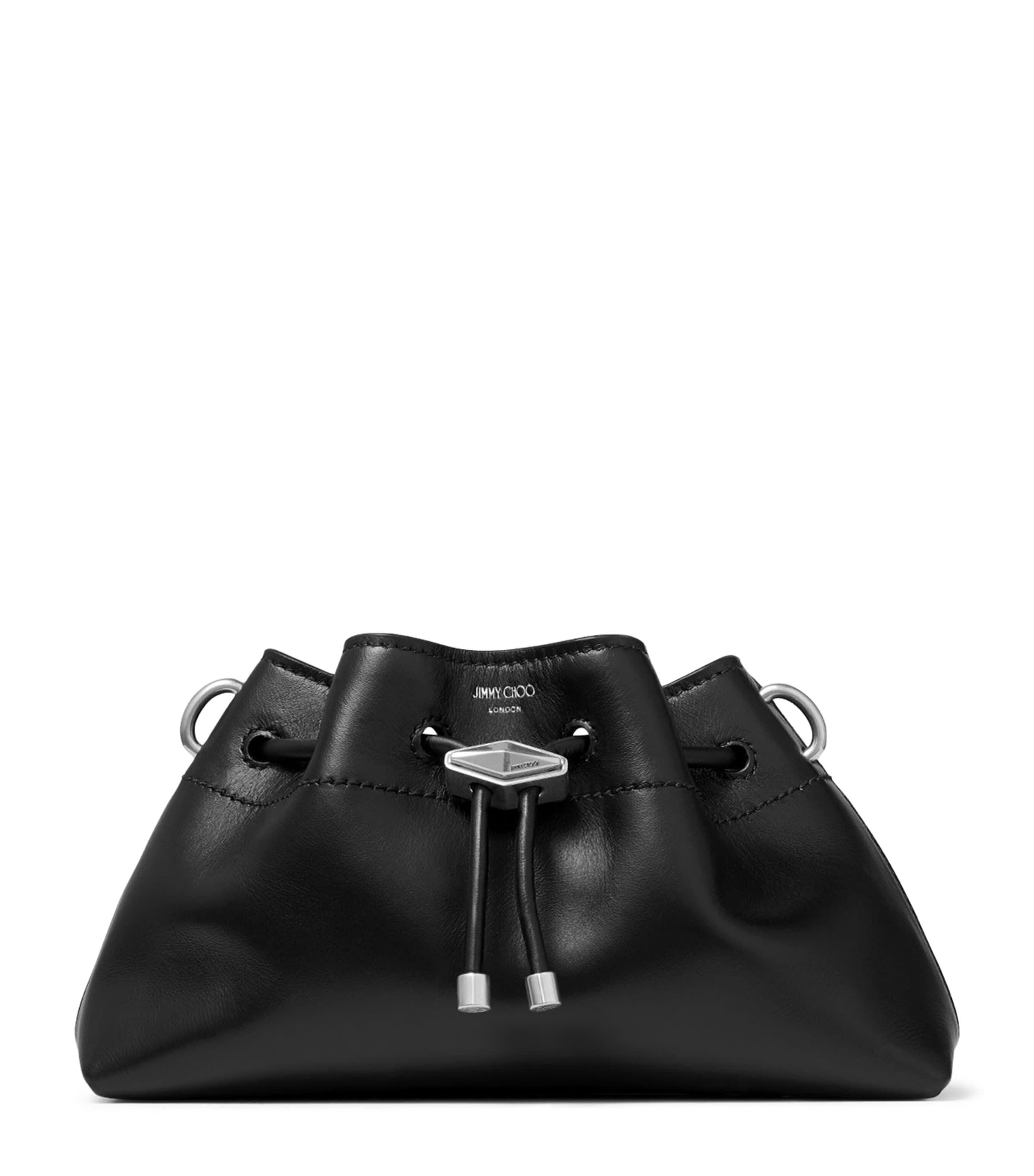 JIMMY CHOO SMALL LEATHER CINCH BUCKET BAG 