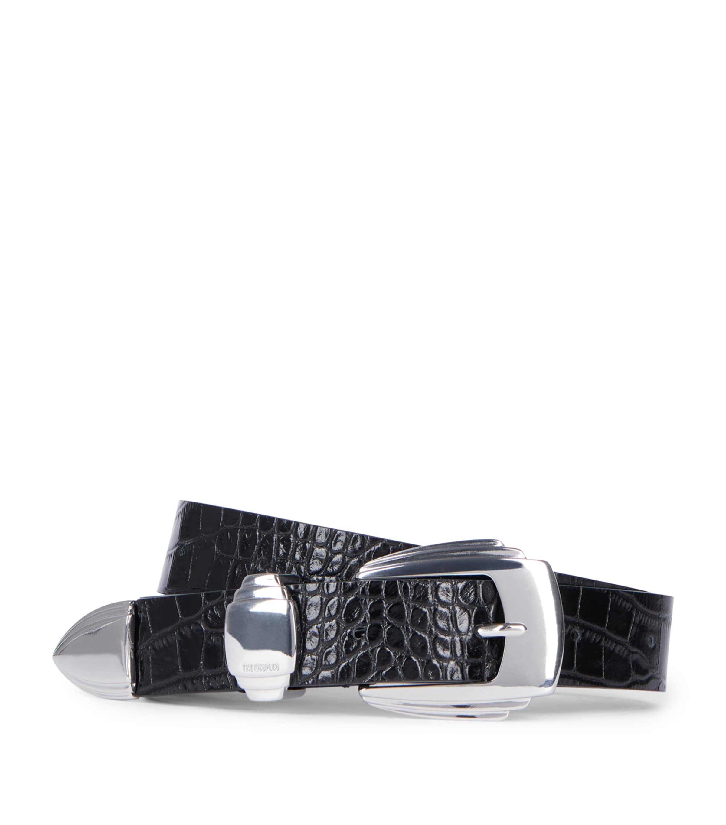 The Kooples Womens Black Crocodile-effect Leather Belt In Black