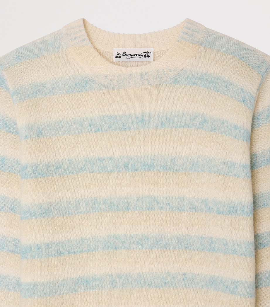 Bonpoint Cotton Stripe Sweater (10-14 Years) Rayures Ciel Image 3