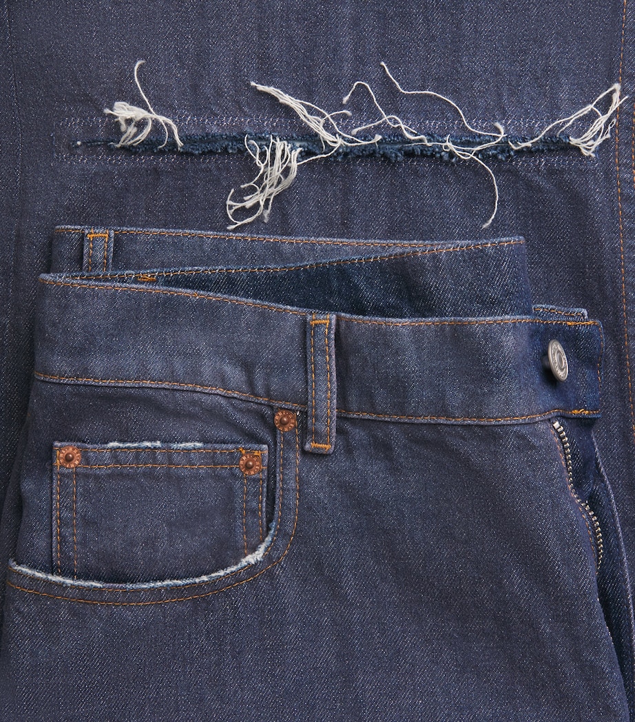 MM6 Maison Margiela Mens Ripped Wide-Leg Jeans Blue Image 6