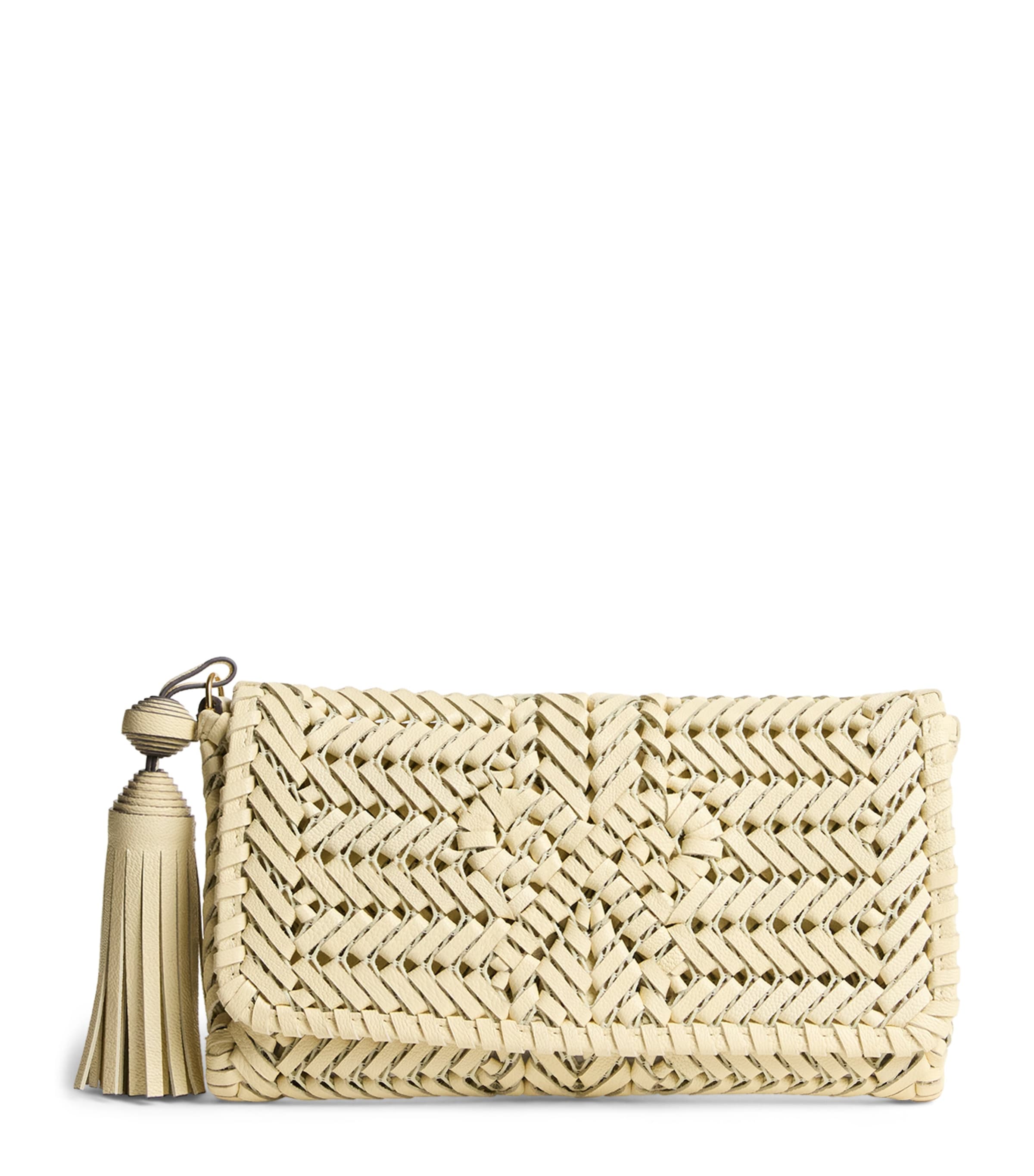 Anya Hindmarch Leather Woven Neeson Clutch Bag Butter Image 1