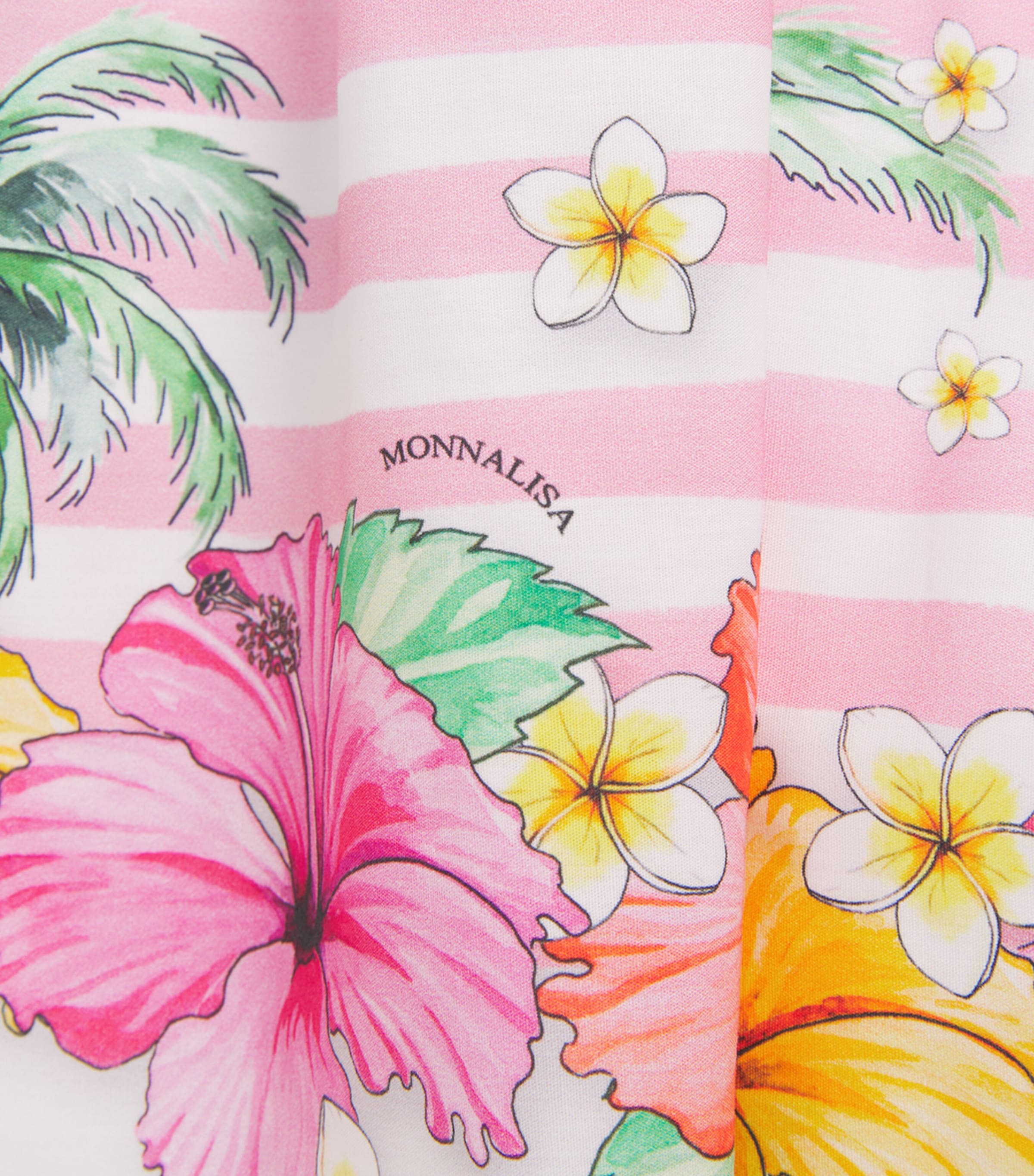 Monnalisa Cotton Poplin Hibiscus Dress (2-12 Years) Bianco+fuxia Image 3