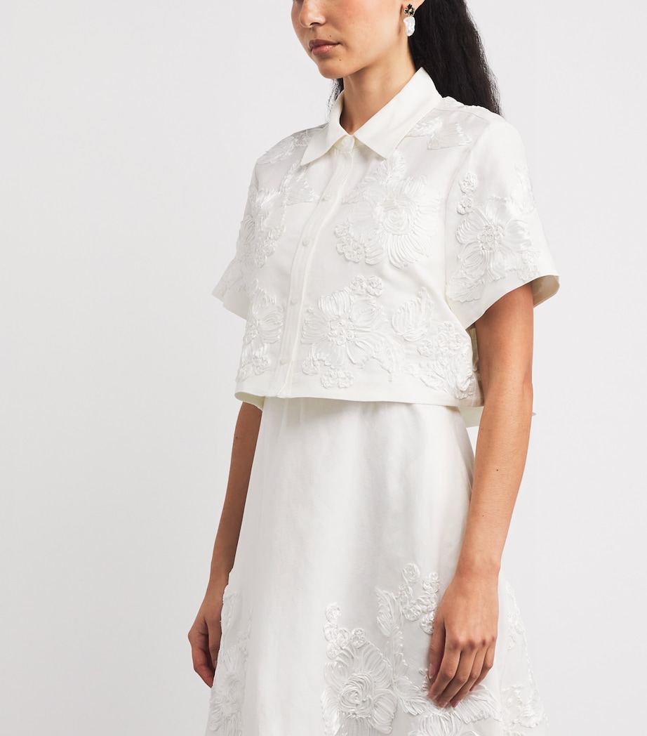 Linen-Blend Embroidered Callie Shirt IVORY Image 3