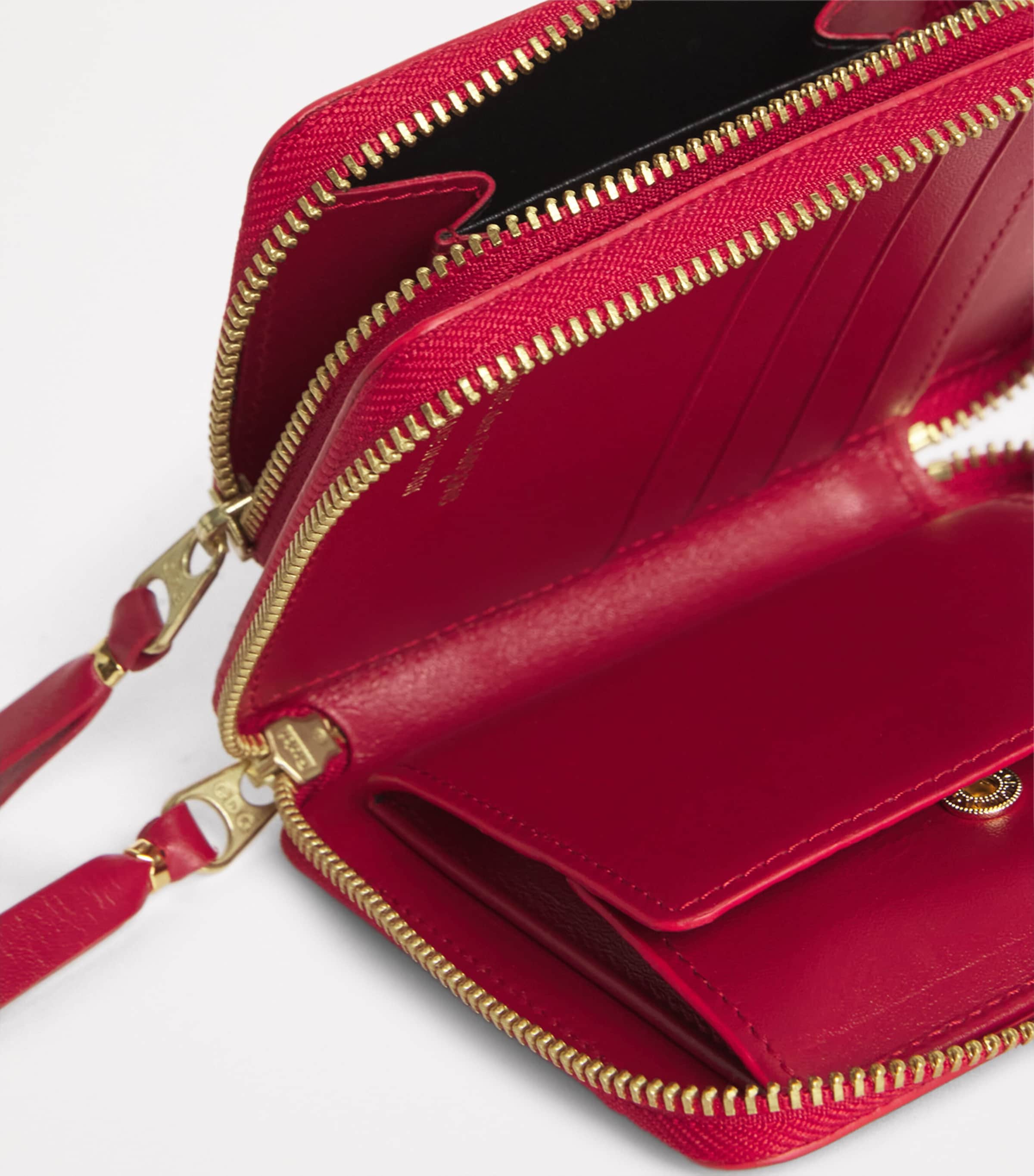 Leather Zipped Wallet RED Image 4