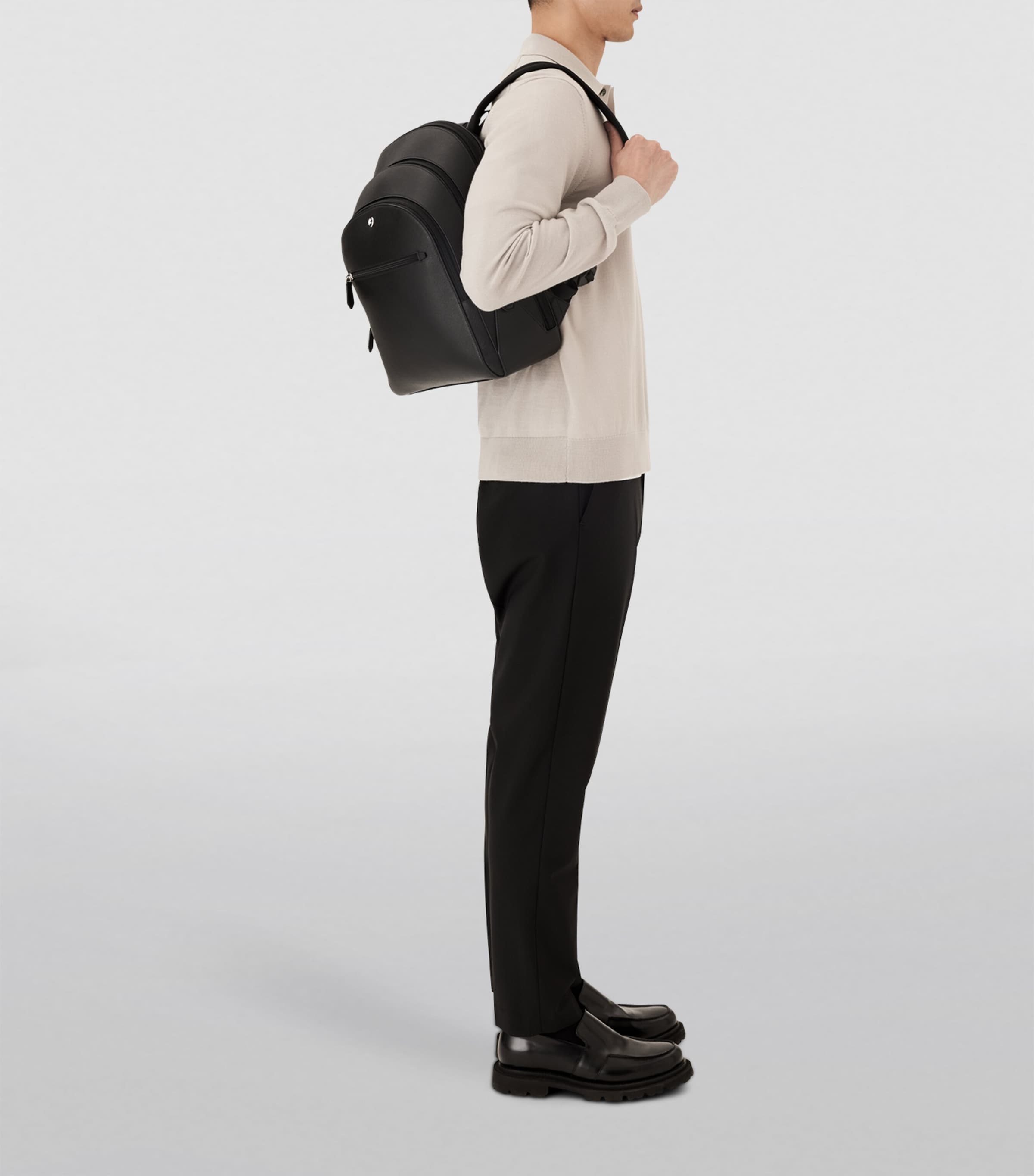 Medium Leather Sartorial Backpack BLACK Image 2