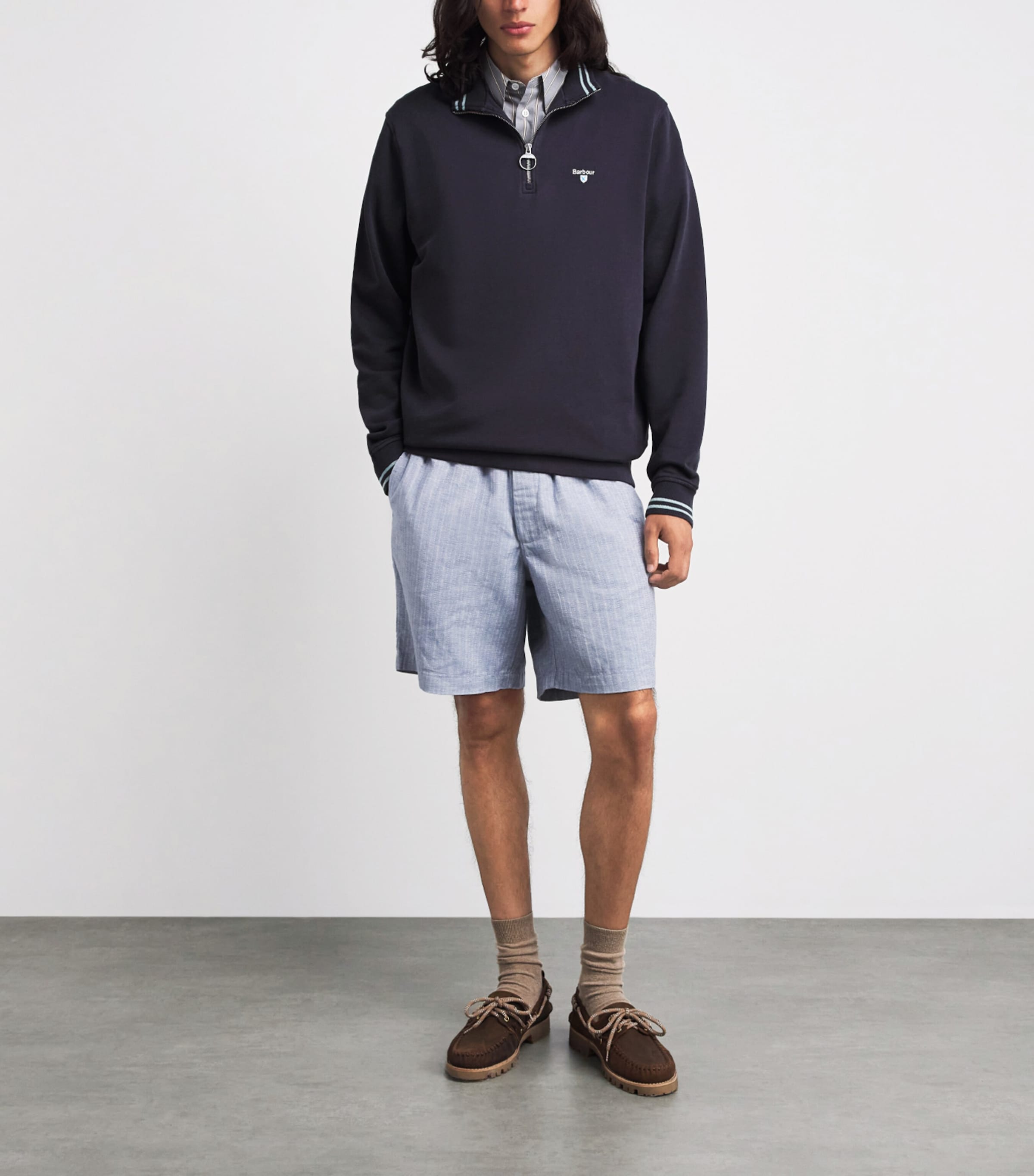Barbour Mens Quarter-Zip Rosford Sweatshirt Dark Navy Image 2