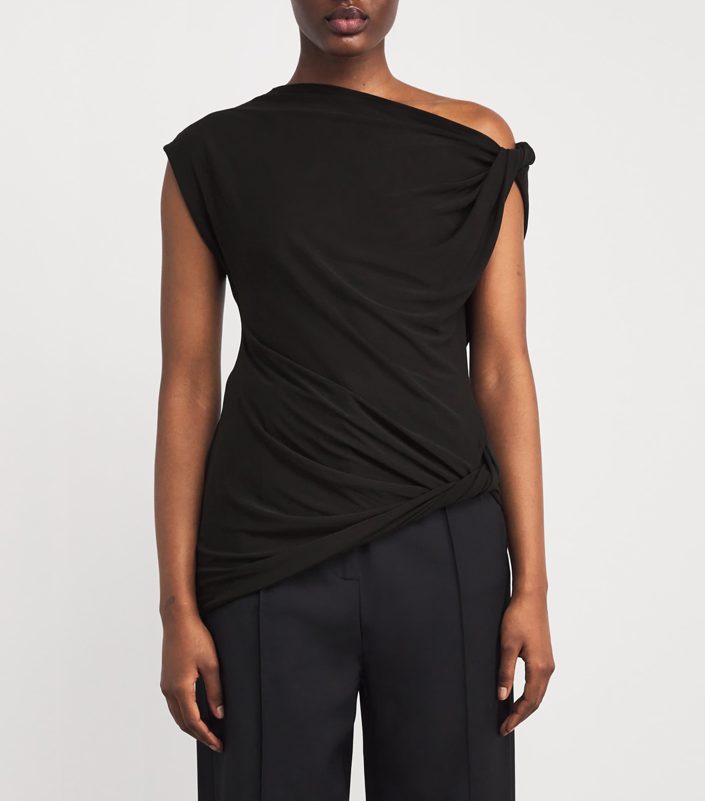 Asymmetric Draped Ando Top DBLK BLACK Image 3