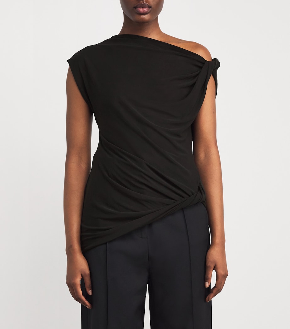 Asymmetric Draped Ando Top DBLK BLACK Image 3