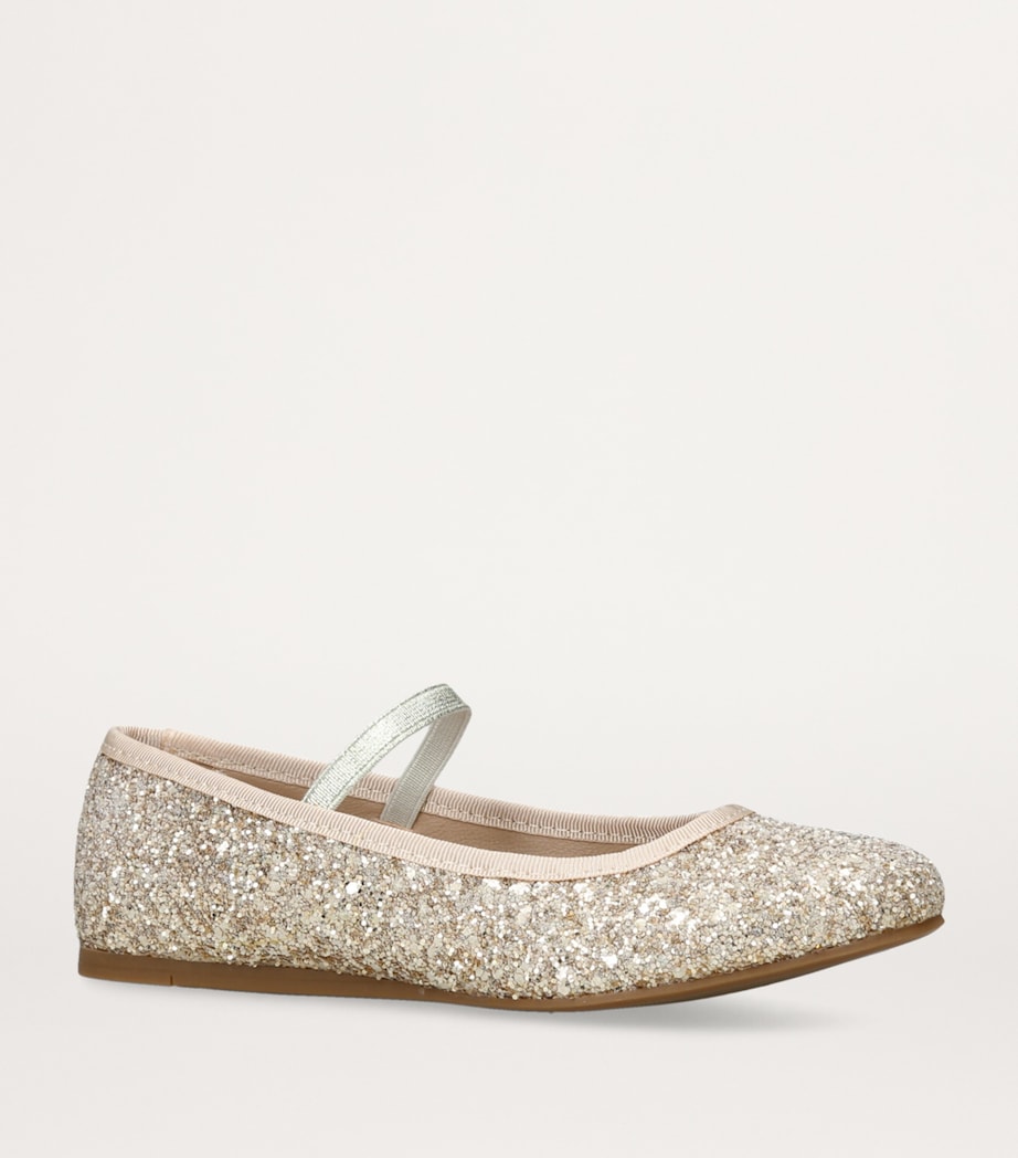 Leather Glitter Bug Ballet Flats SILVER Image 3