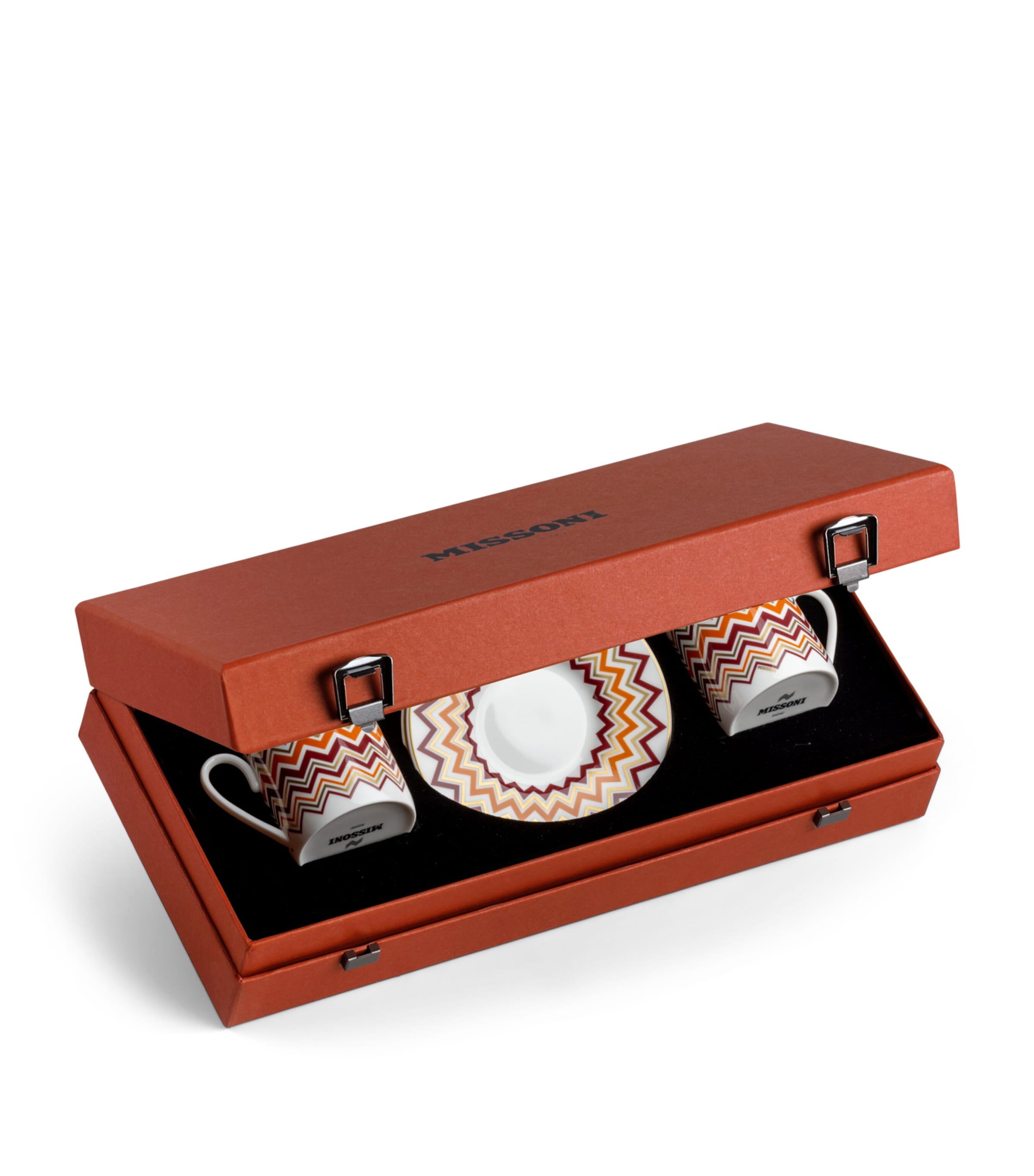 Porcelain Zigzag Coffee Cups and Saucers (Set of 2) MULTICOLOR Image 1