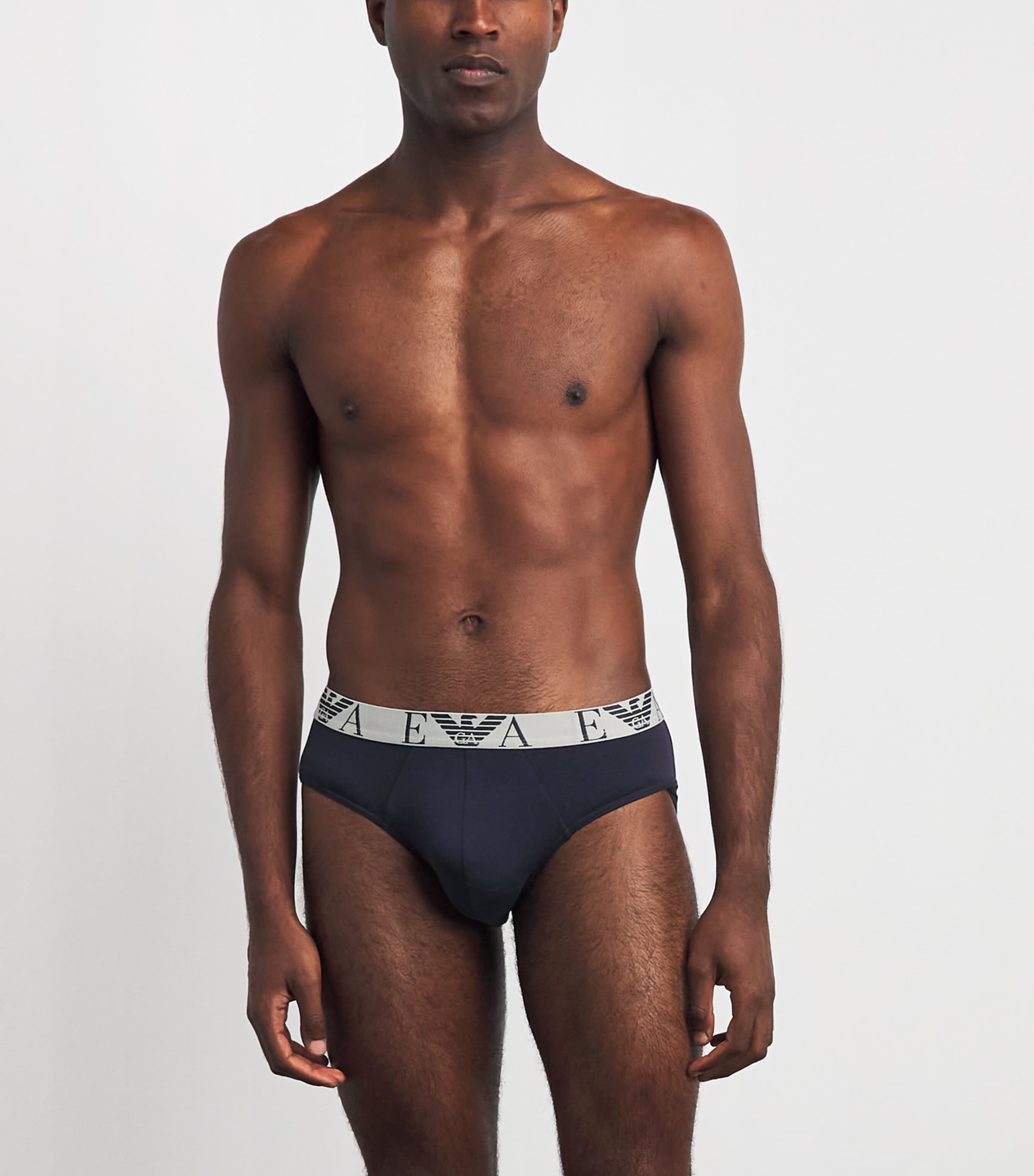 Emporio Armani Mens Stretch-Cotton Eagle Monogram Trunks (Pack of 3) Octa/lg M Image 2