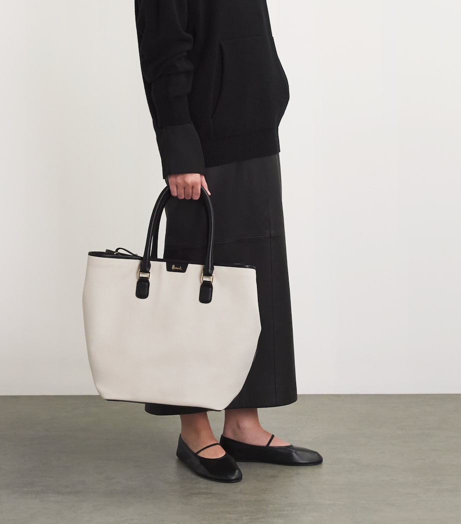 Large Canvas Slouchy Tote Bag CREAM Image 2