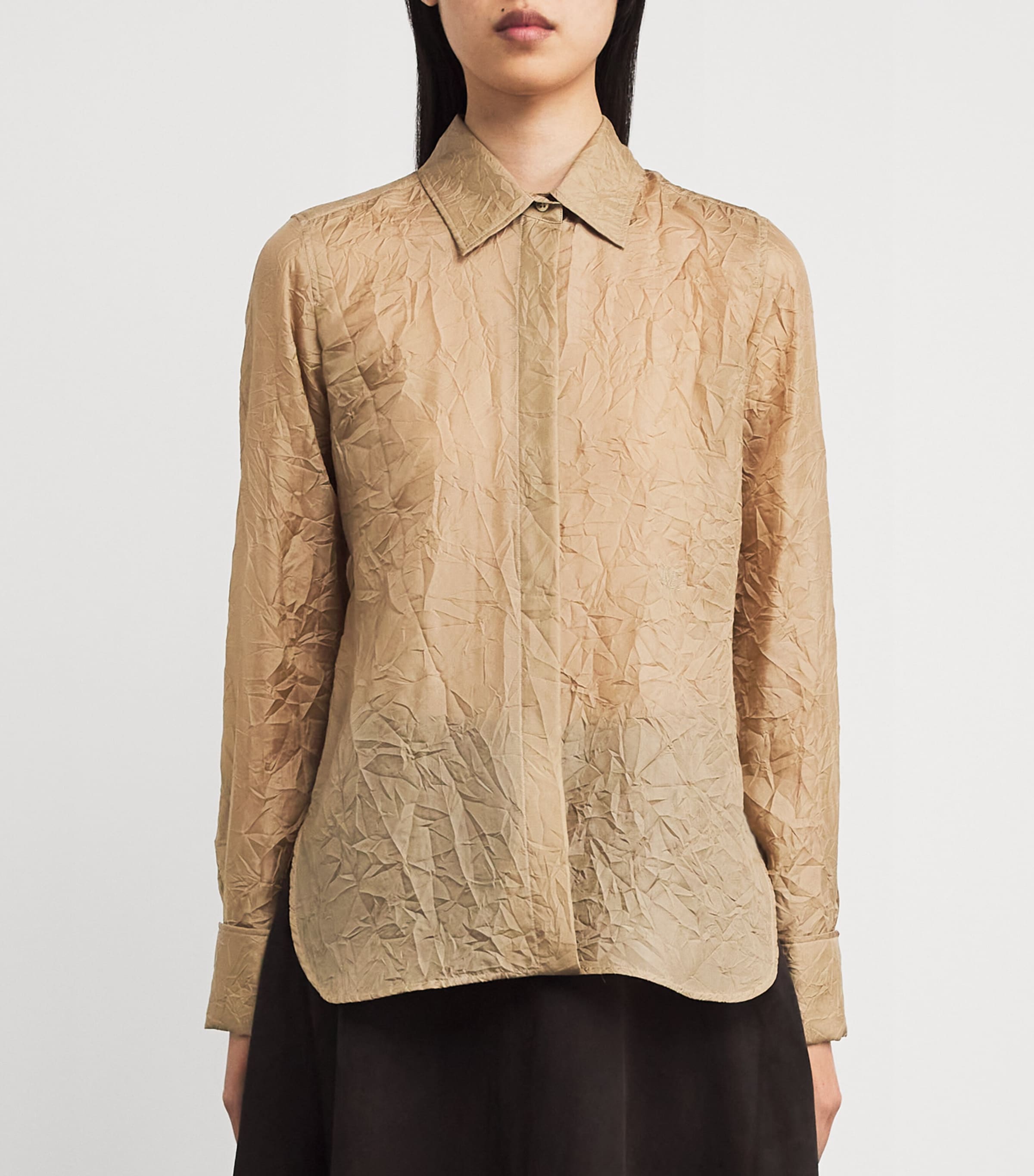 Silk Crinkled Shirt SAND Image 3