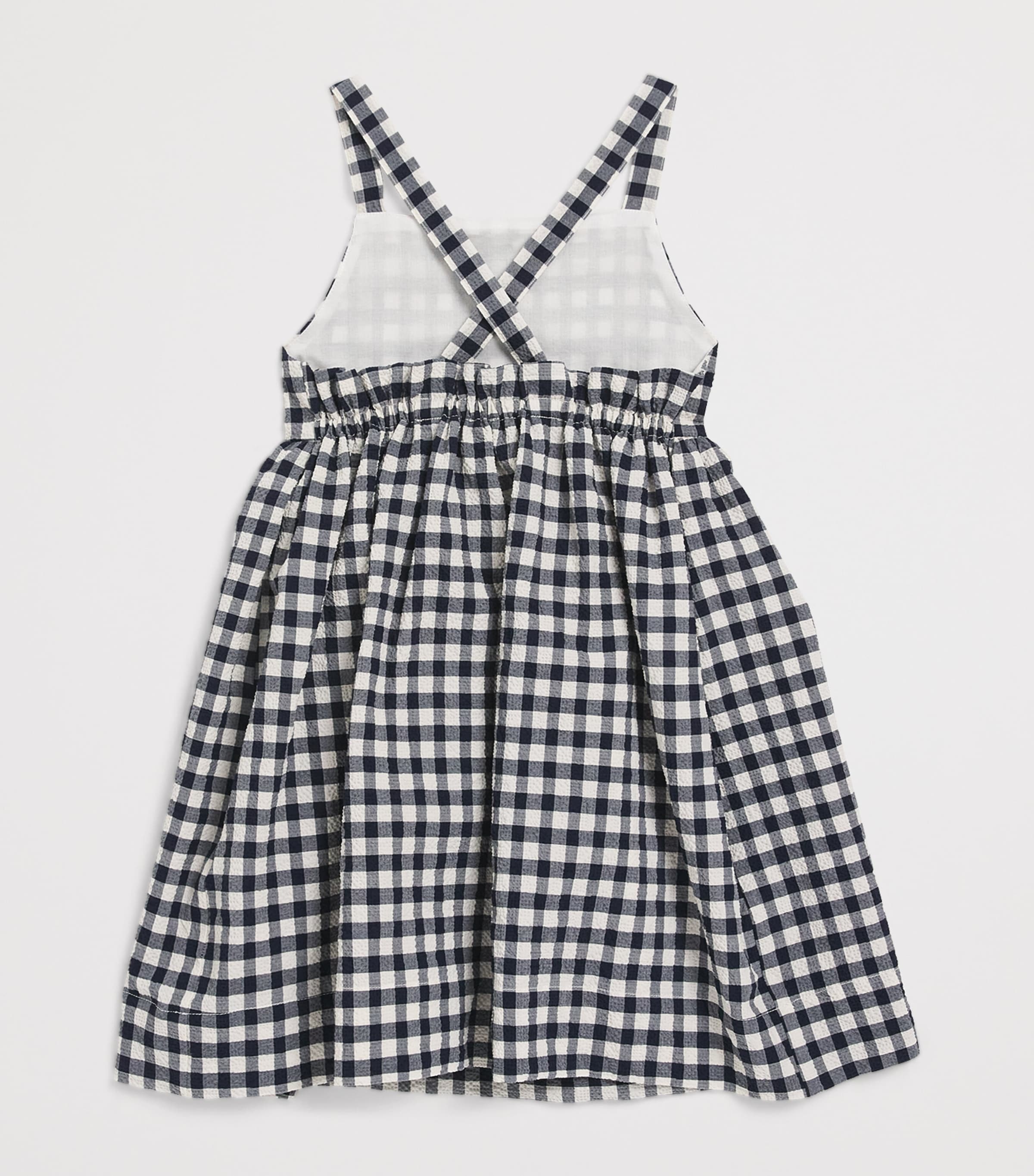 Il Gufo Cotton Gingham Print Dress (2-12 Years) Blue Image 2