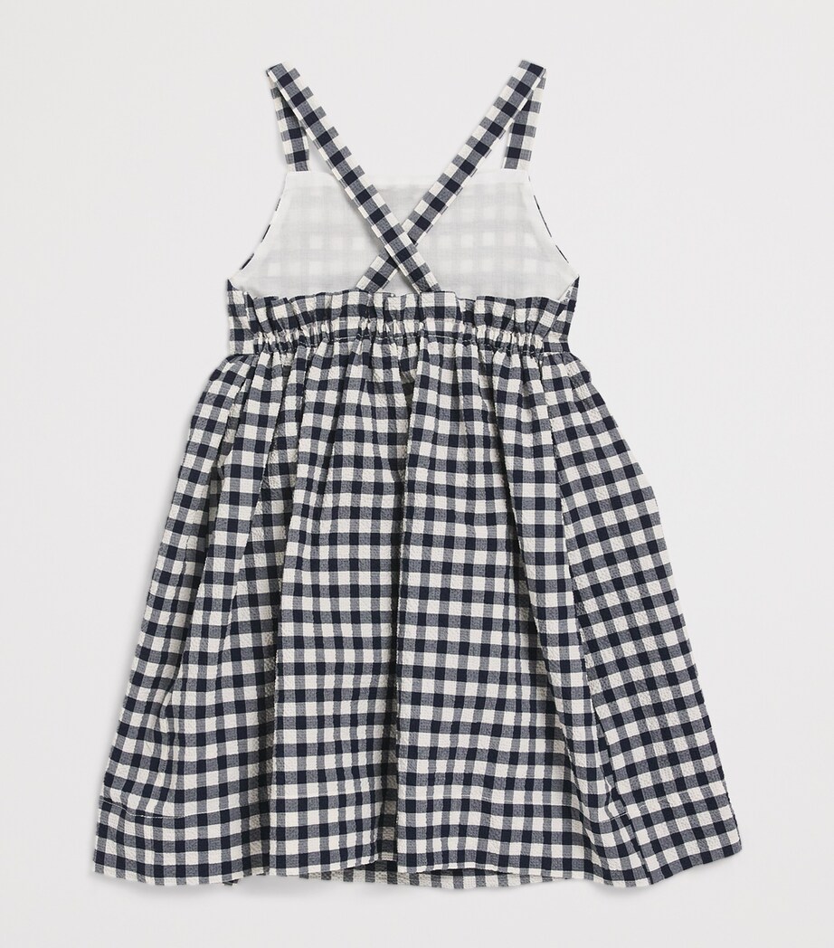 Il Gufo Cotton Gingham Print Dress (2-12 Years) Blue Image 2