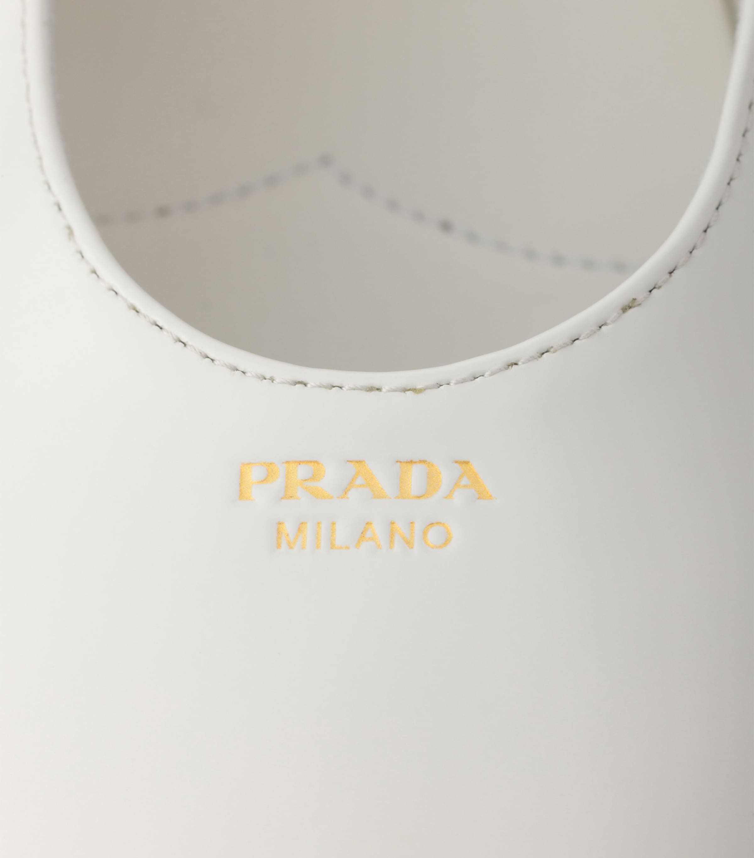 Prada Brushed Leather Logo Ballet Flats White Image 6
